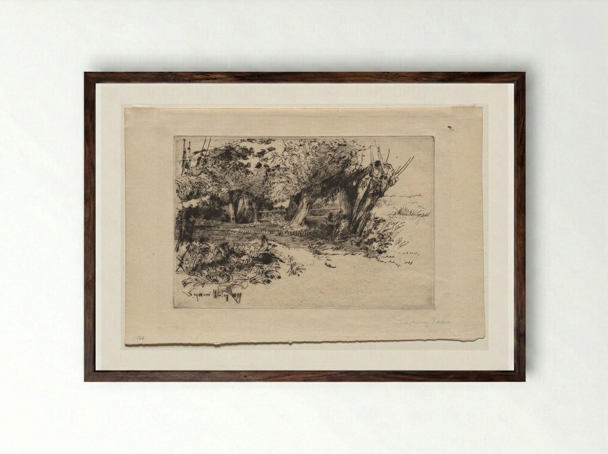 The Willows - Francis Seymour Haden - Framed Print Dark Wood
