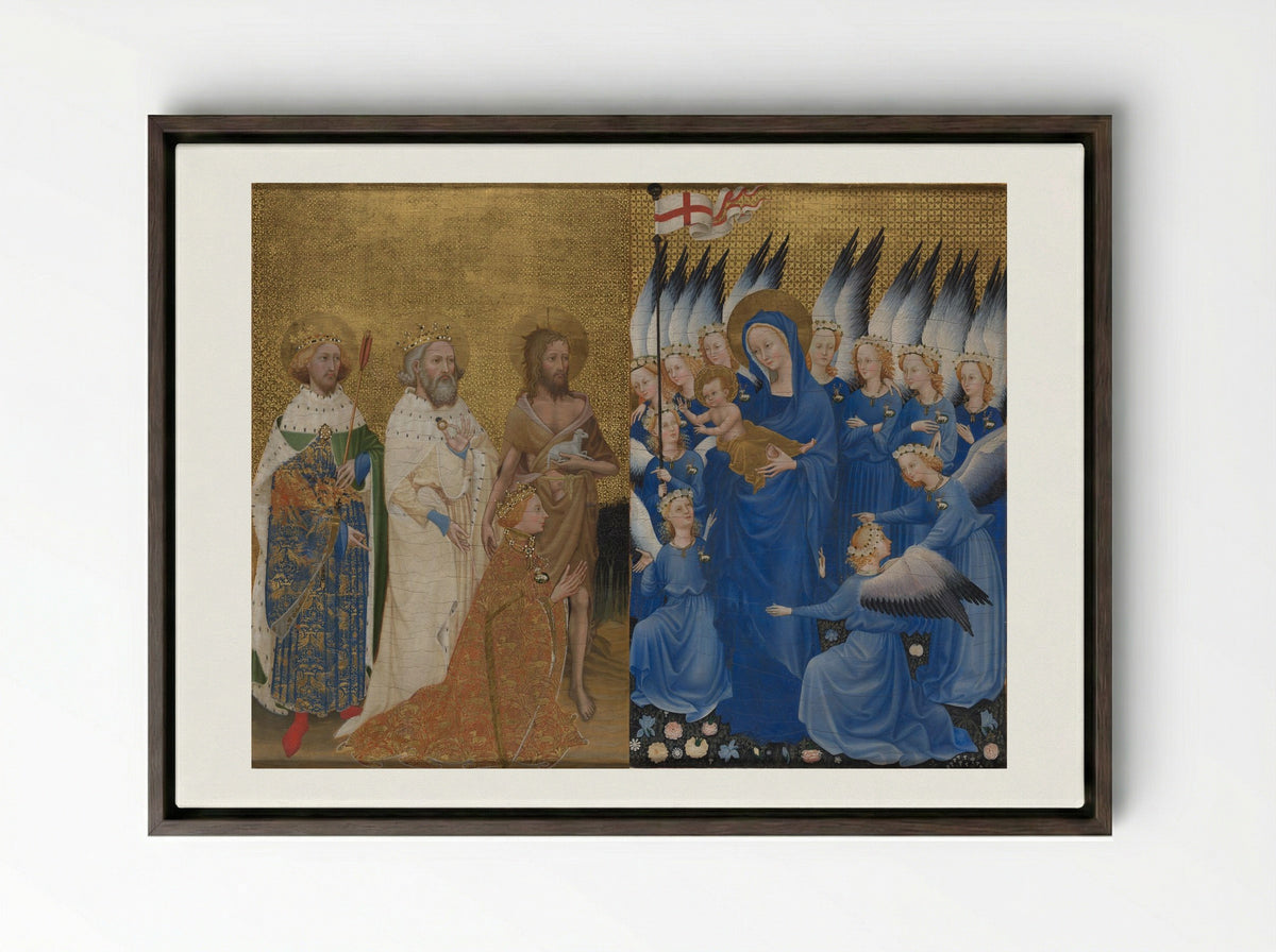 The Wilton Diptych - Unknown Artist - Framed Canvas Dark Wood