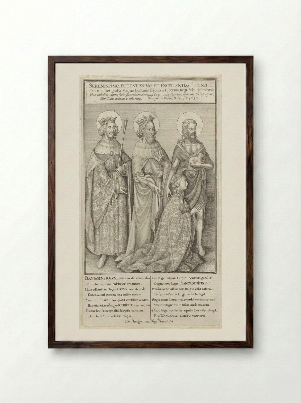 The Wilton Diptych - Wenceslaus Hollar - Framed Print Dark Wood