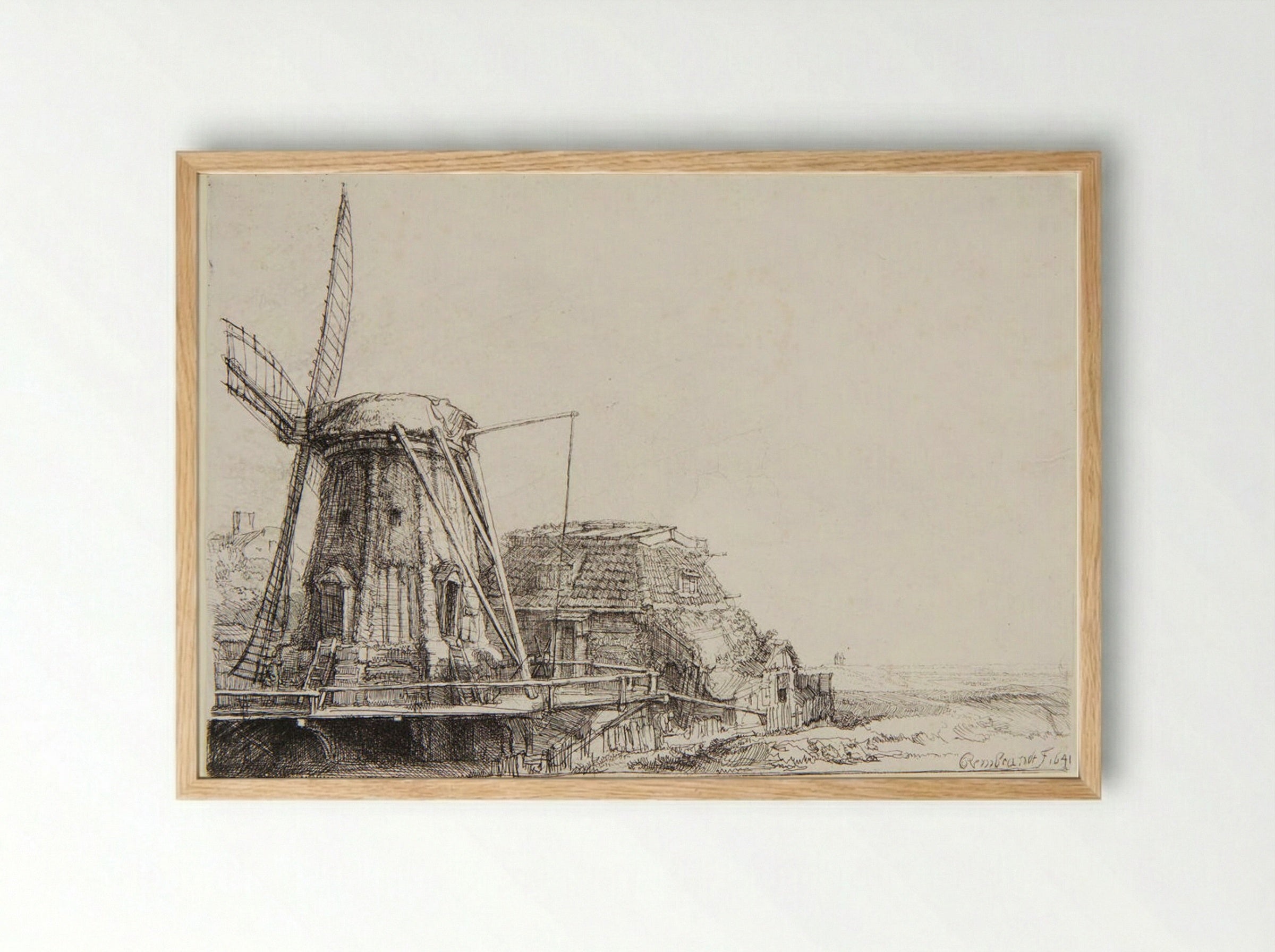 The Windmill - Rembrandt Harmensz. van Rijn - Framed Print Wood