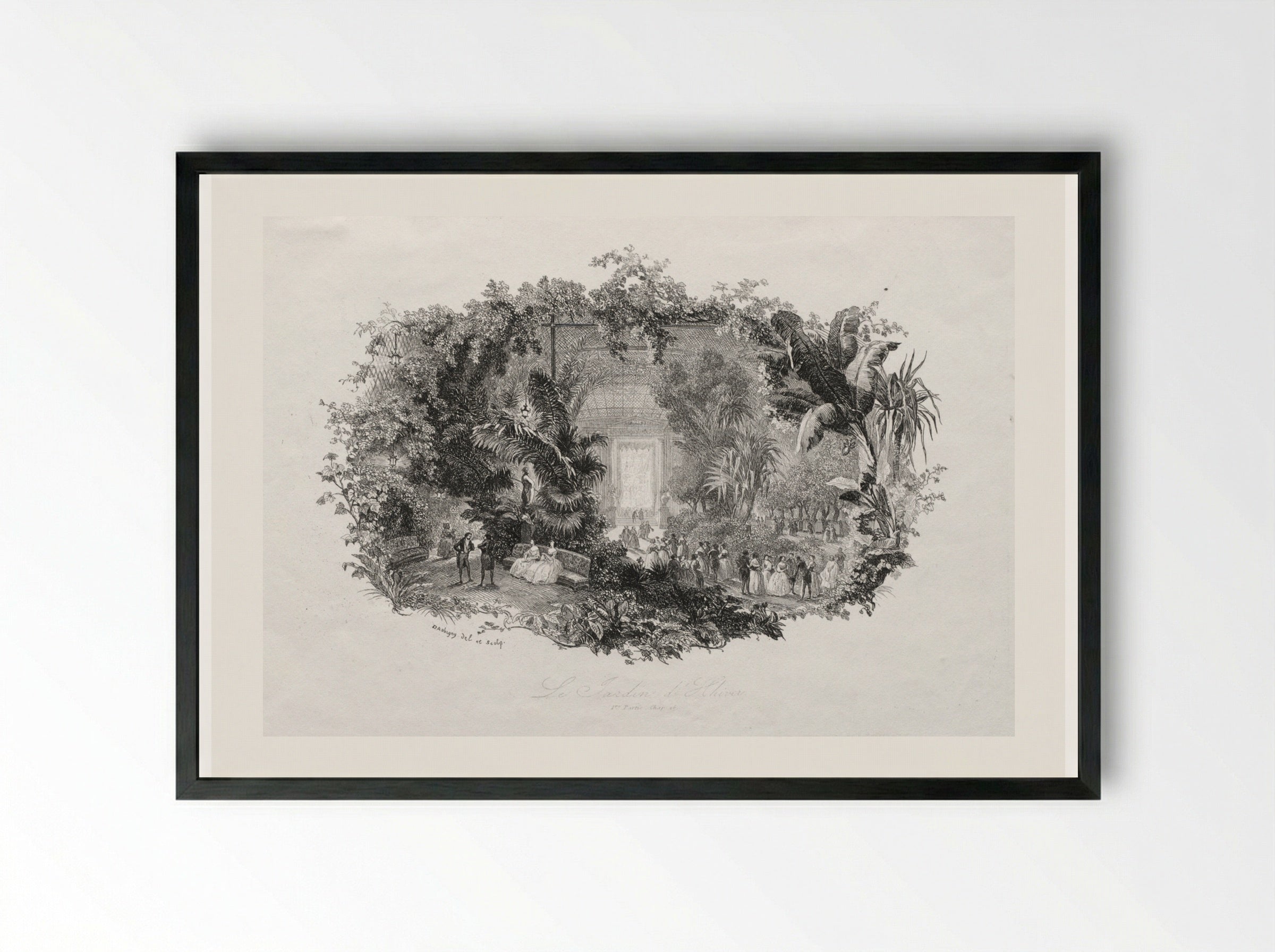 The Winter Garden - Charles François Daubigny - Framed Print Black