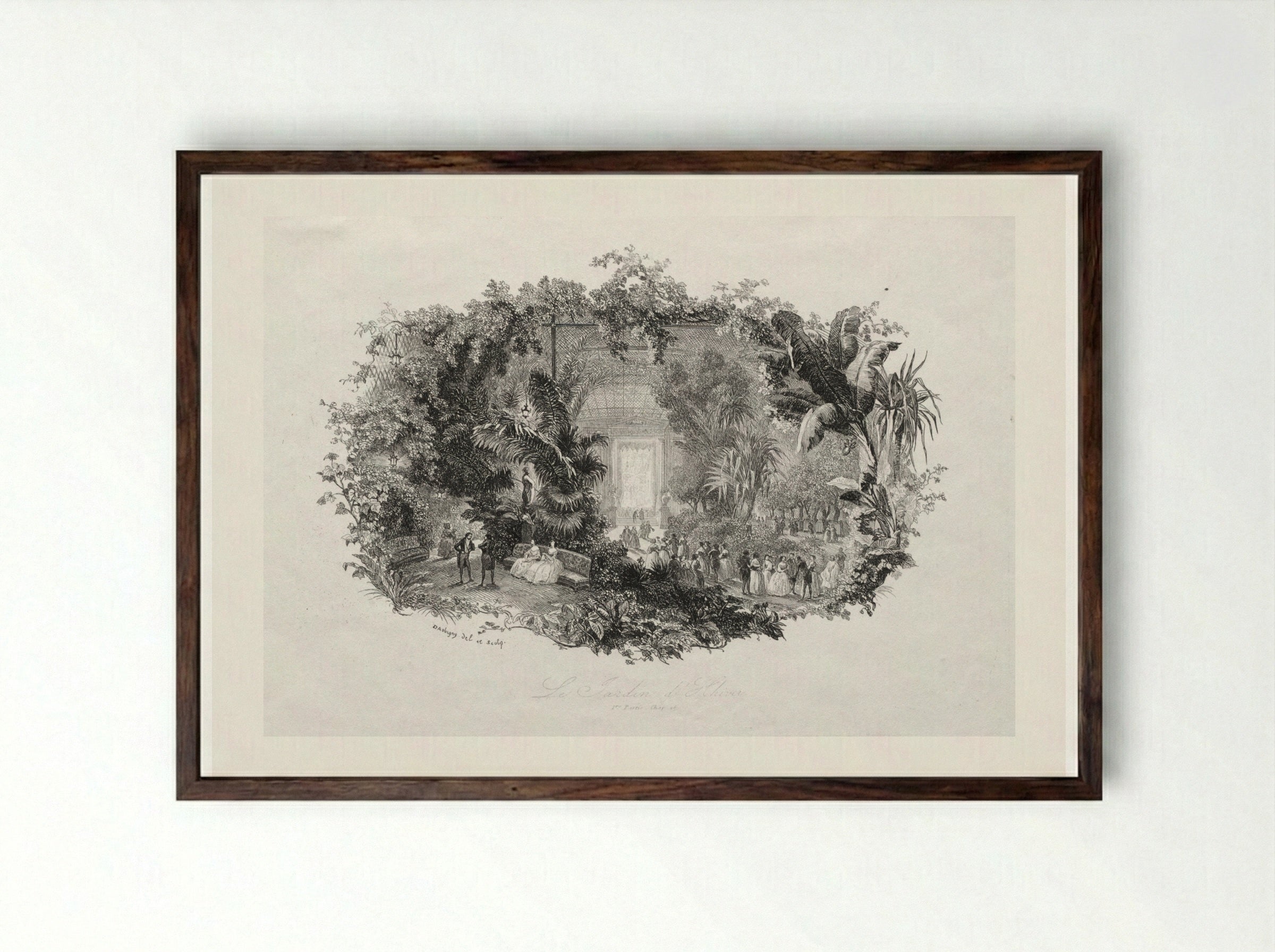The Winter Garden - Charles François Daubigny - Framed Print Dark Wood