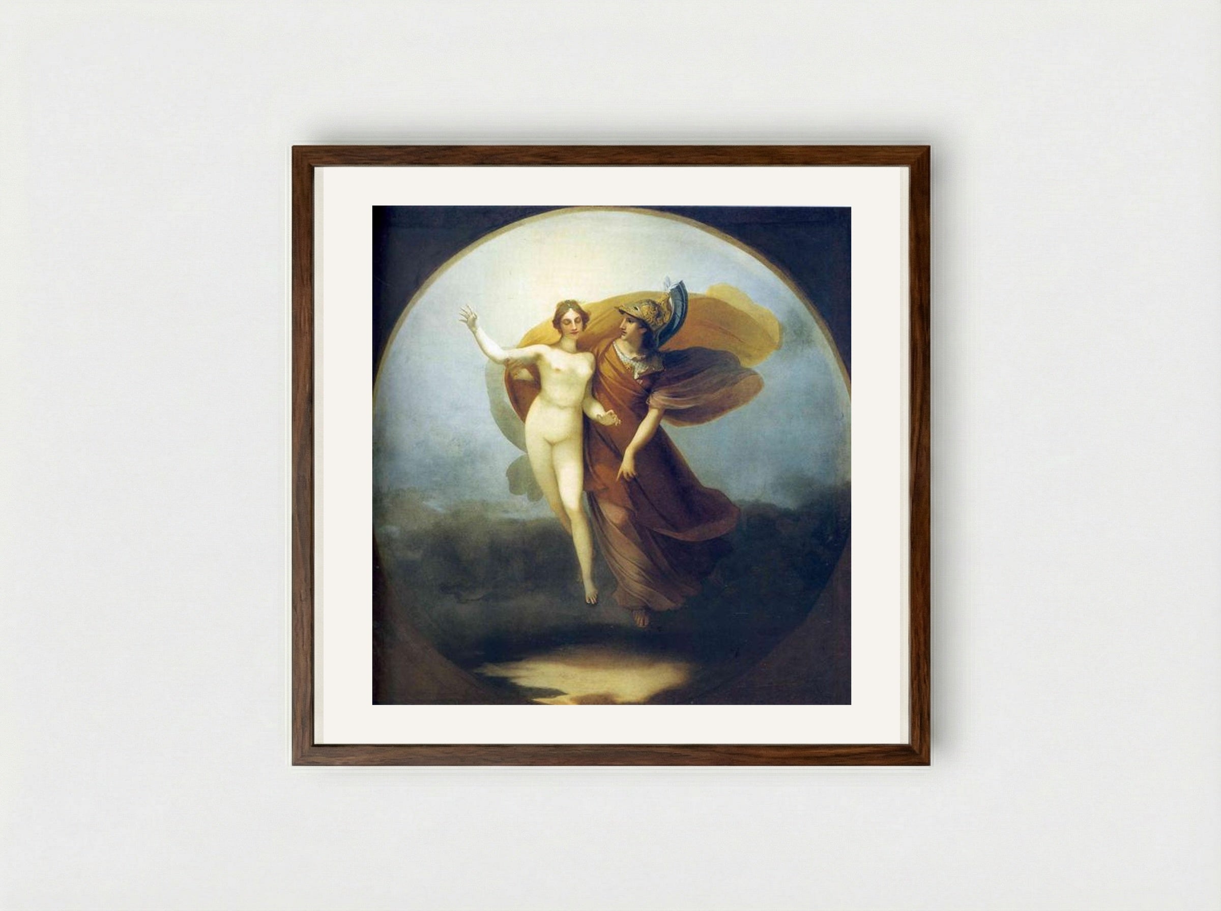 The Wisdom and Truth Descending to Earth - Pierre-Paul Prud'hon - Framed Print Dark Wood