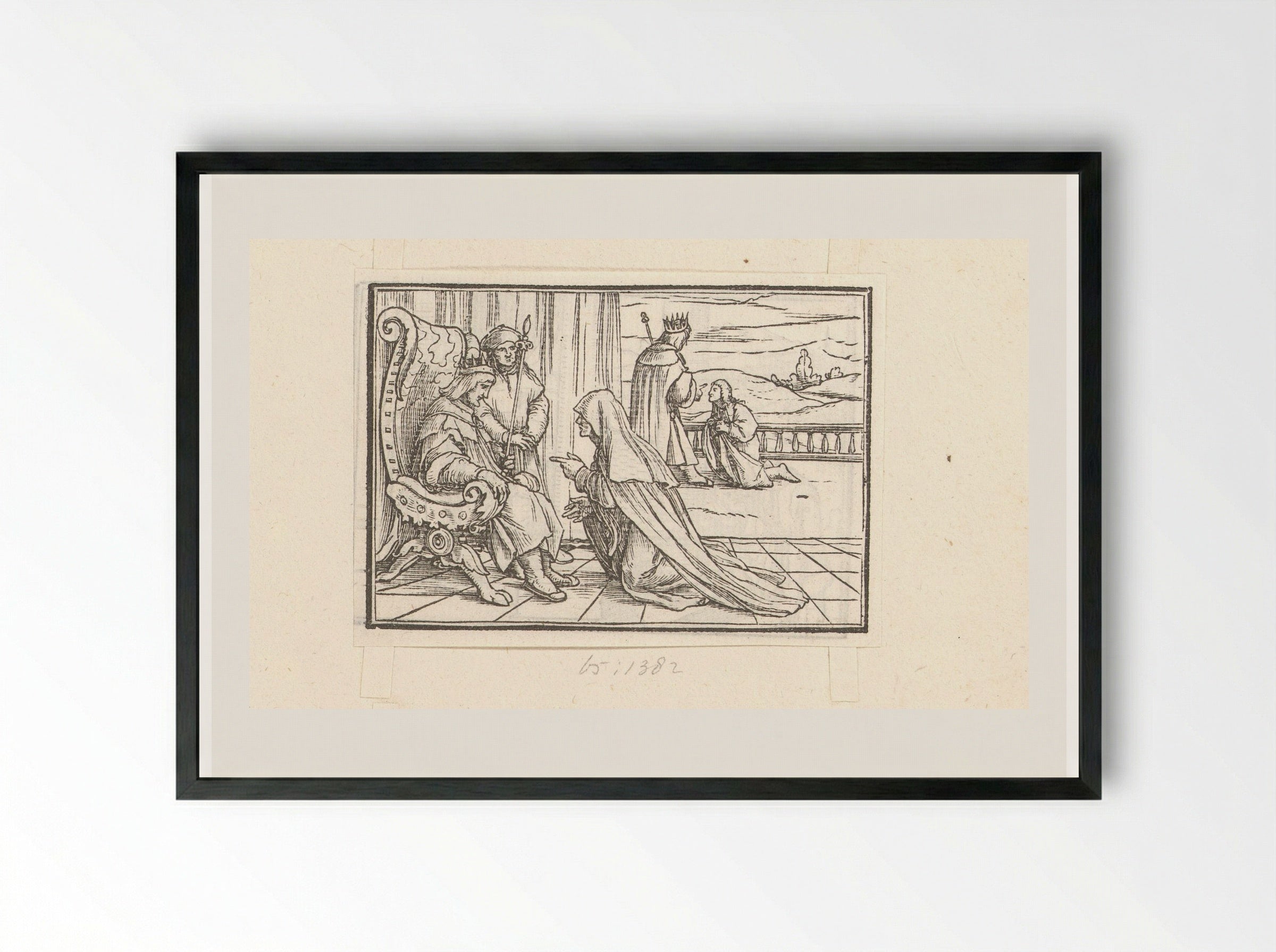 The Wise Woman of Tekoa Before King David - Veit Rudolf Specklin - Framed Print Black