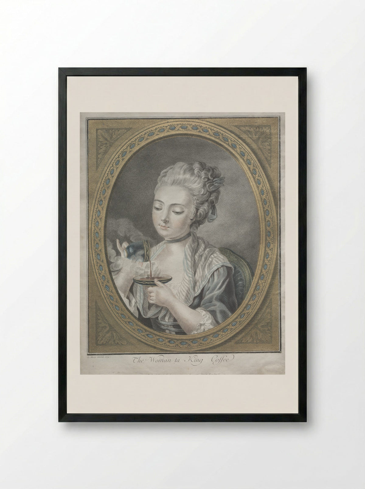 The Woman Taking Coffee - Louis-Marin Bonnet - Framed Print Black