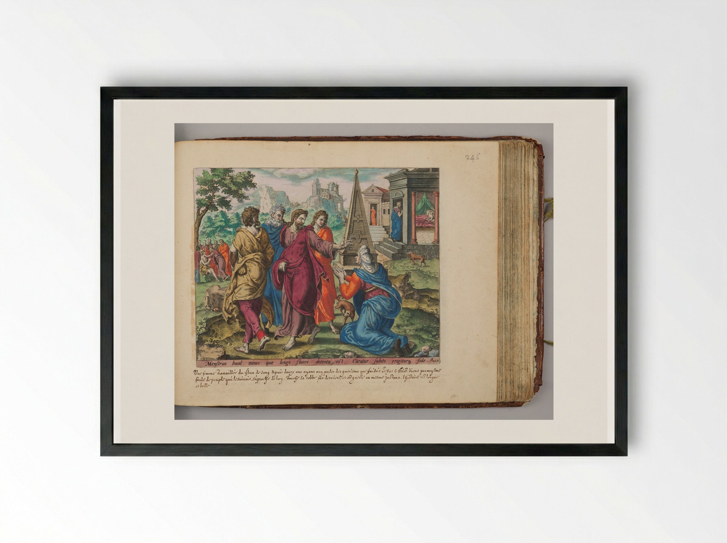 The Woman Who Was Cured of the Issue of Blood - Hans Collaert the Elder - Framed Print Black