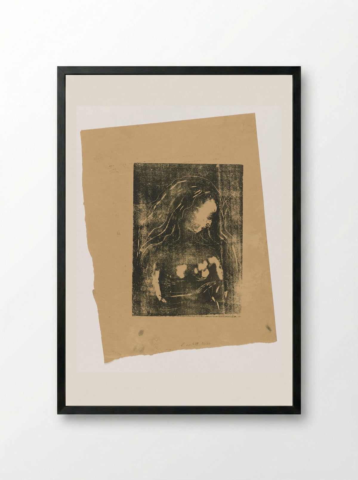 The Woman and the Heart - Edvard Munch - Framed Print Black