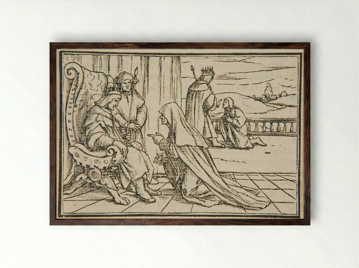 The Woman of Tekoah - Hans Holbein the Younger - Framed Print Dark Wood