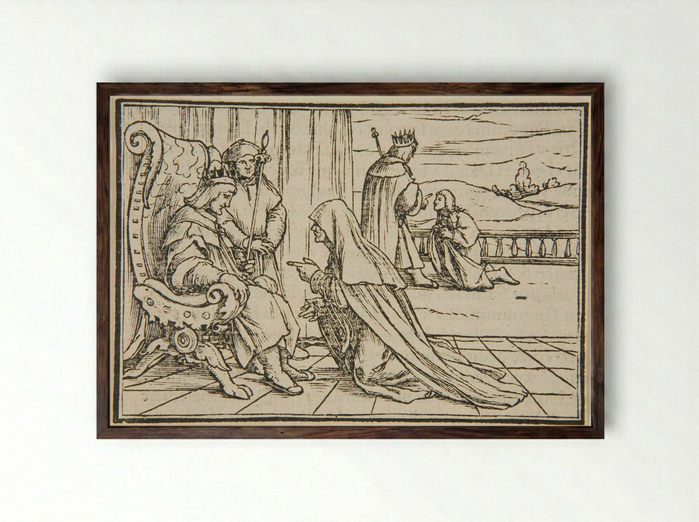 The Woman of Tekoah - Hans Holbein the Younger - Framed Print Dark Wood