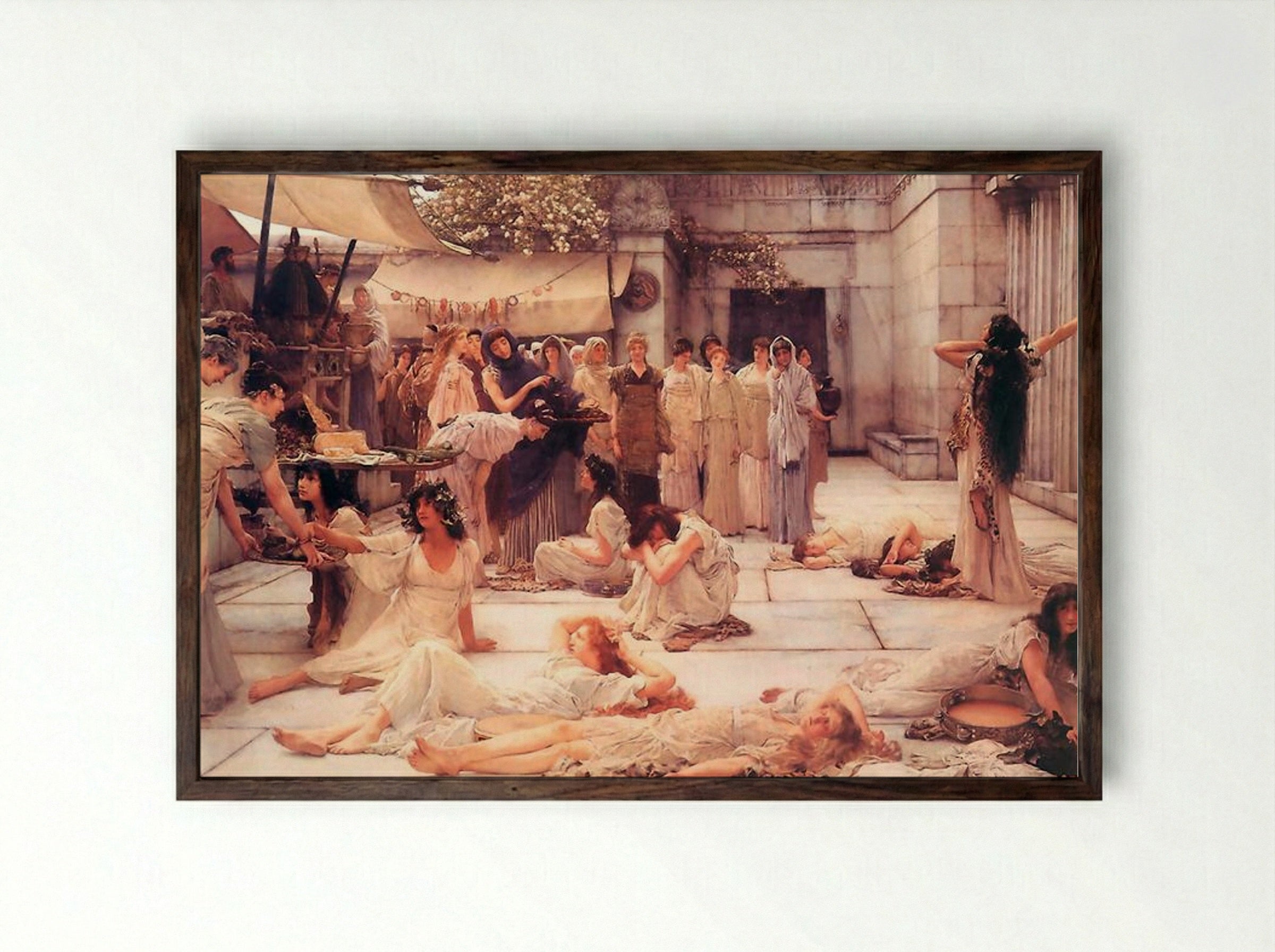 The Women of Amphissa - Sir Lawrence Alma-Tadema - Framed Print Dark Wood