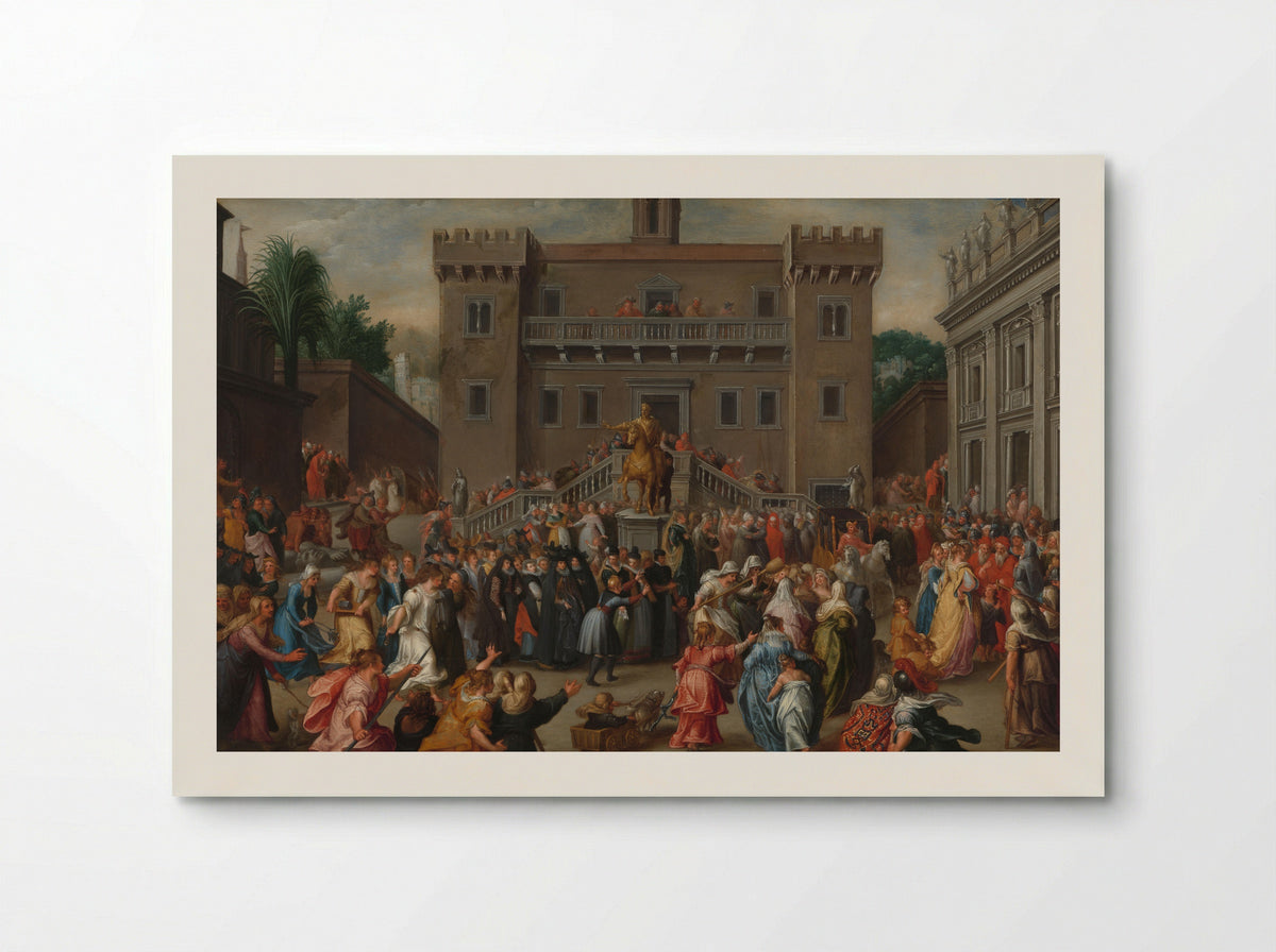The Women of Rome Gathering at the Capitol - Pieter Isaacsz. - Poster