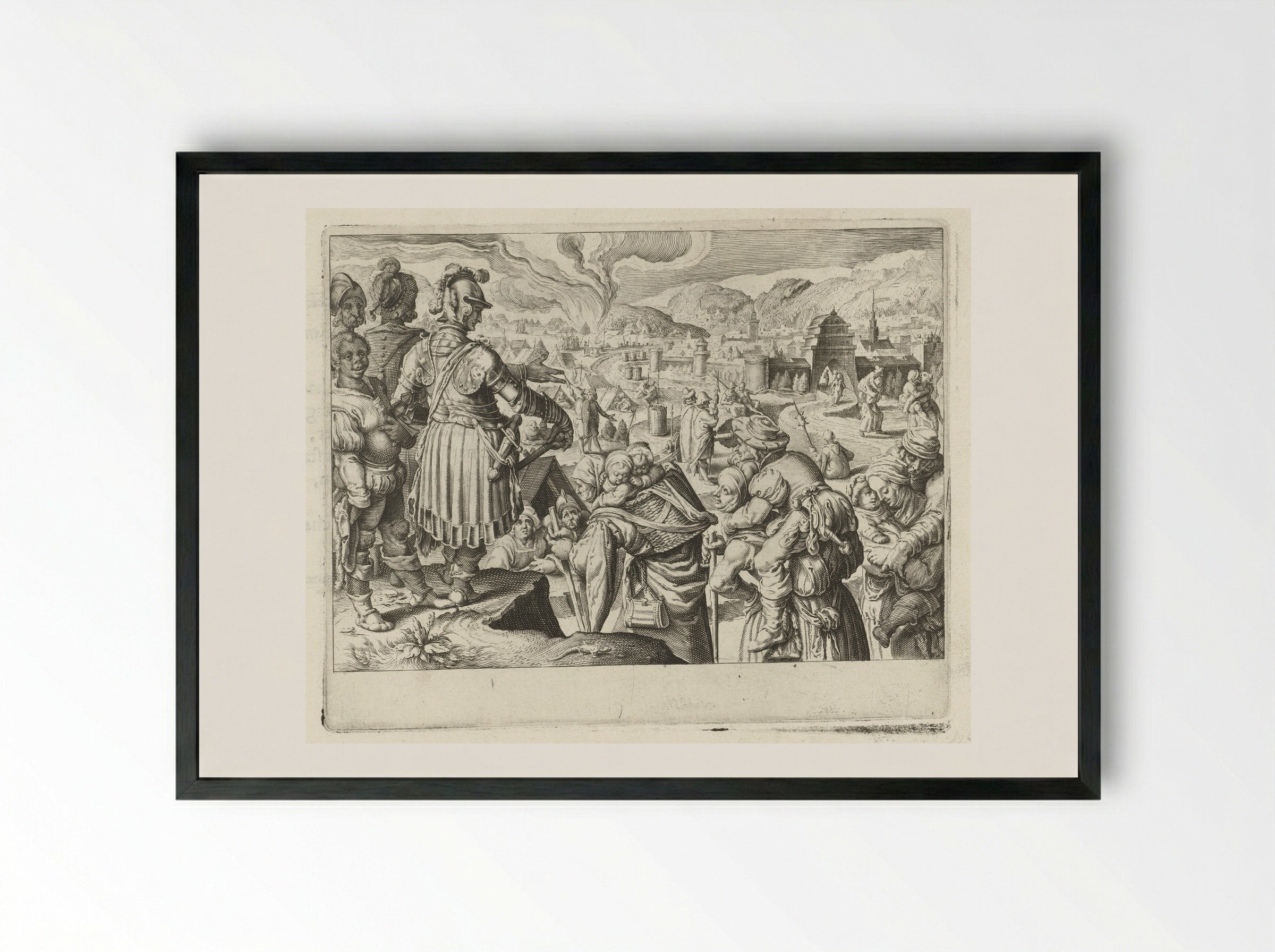 The Women of Weinsberg Carrying Their Husbands Out of the City - Zacharias Dolendo - Framed Print Black