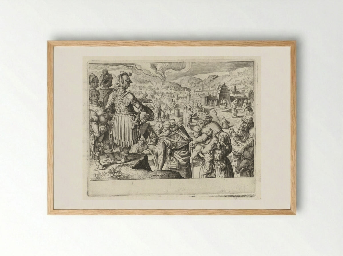 The Women of Weinsberg Carrying Their Husbands Out of the City - Zacharias Dolendo - Framed Print Wood