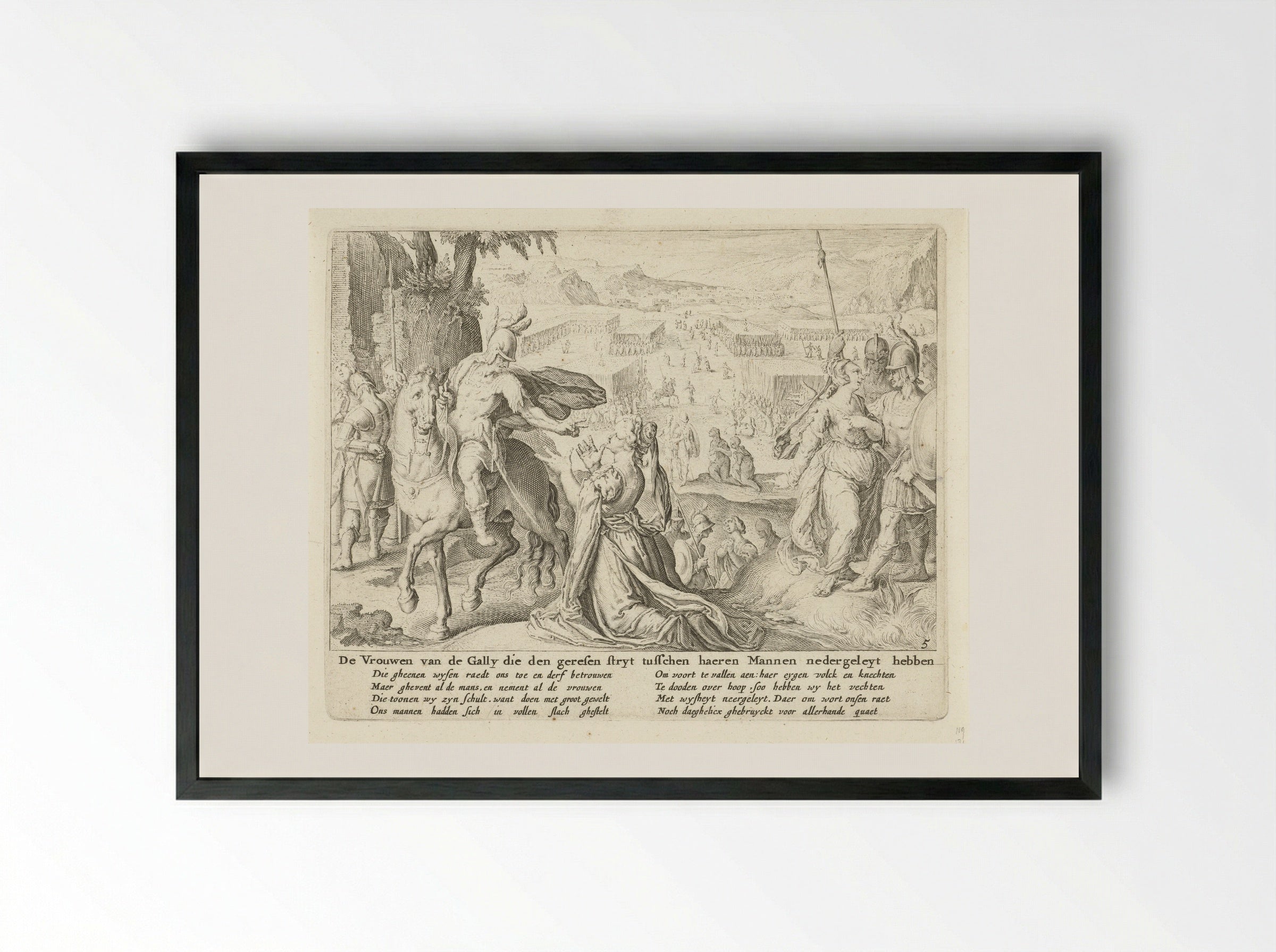 The Women of the Gally Restraining Their Men from Fighting - Zacharias Dolendo - Framed Print Black