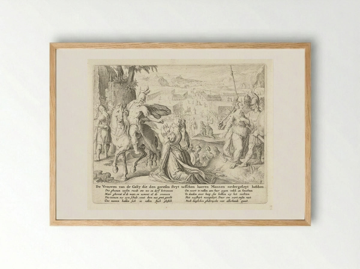 The Women of the Gally Restraining Their Men from Fighting - Zacharias Dolendo - Framed Print Wood