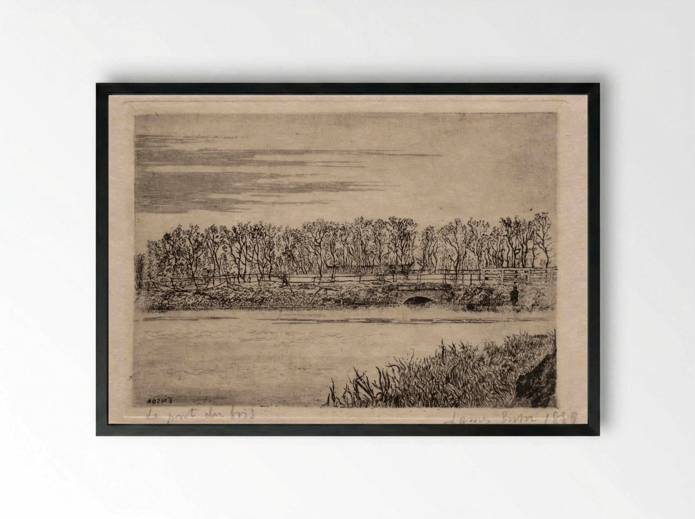 The Wood Bridge, Ostend - James Ensor - Framed Print Black