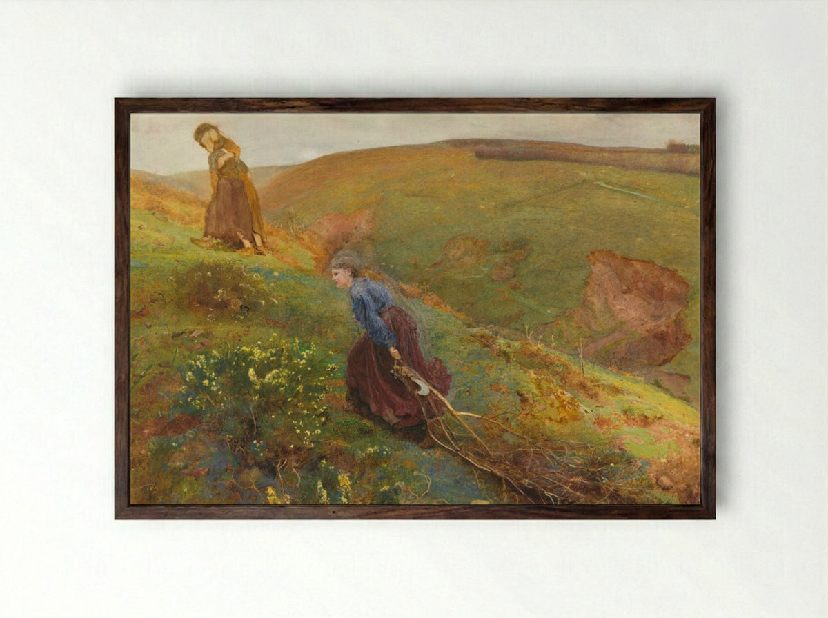 The Wood Gatherers - John William North - Framed Print Dark Wood