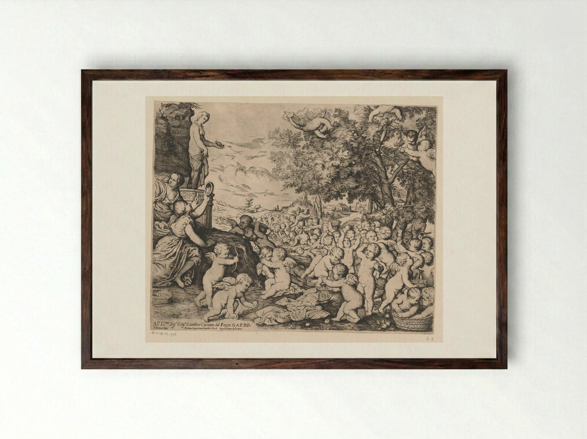 The Worship of Venus (After Titian) - Giovanni Andrea Podestà - Framed Print Dark Wood