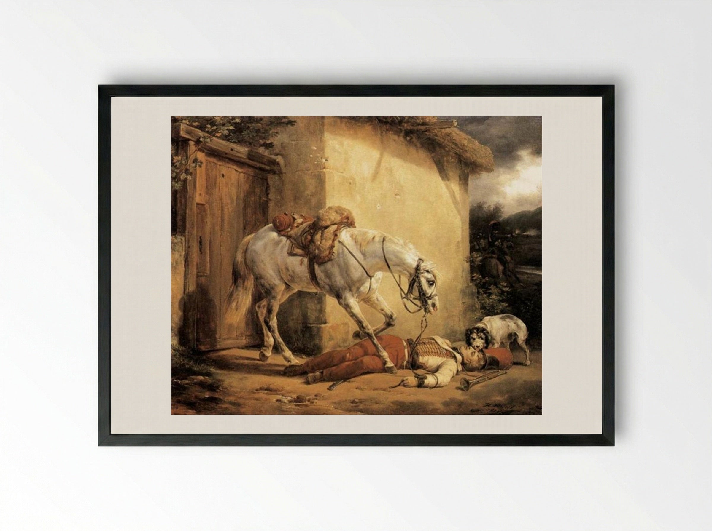 The Wounded Trumpeter - Horace Vernet - Framed Print Black
