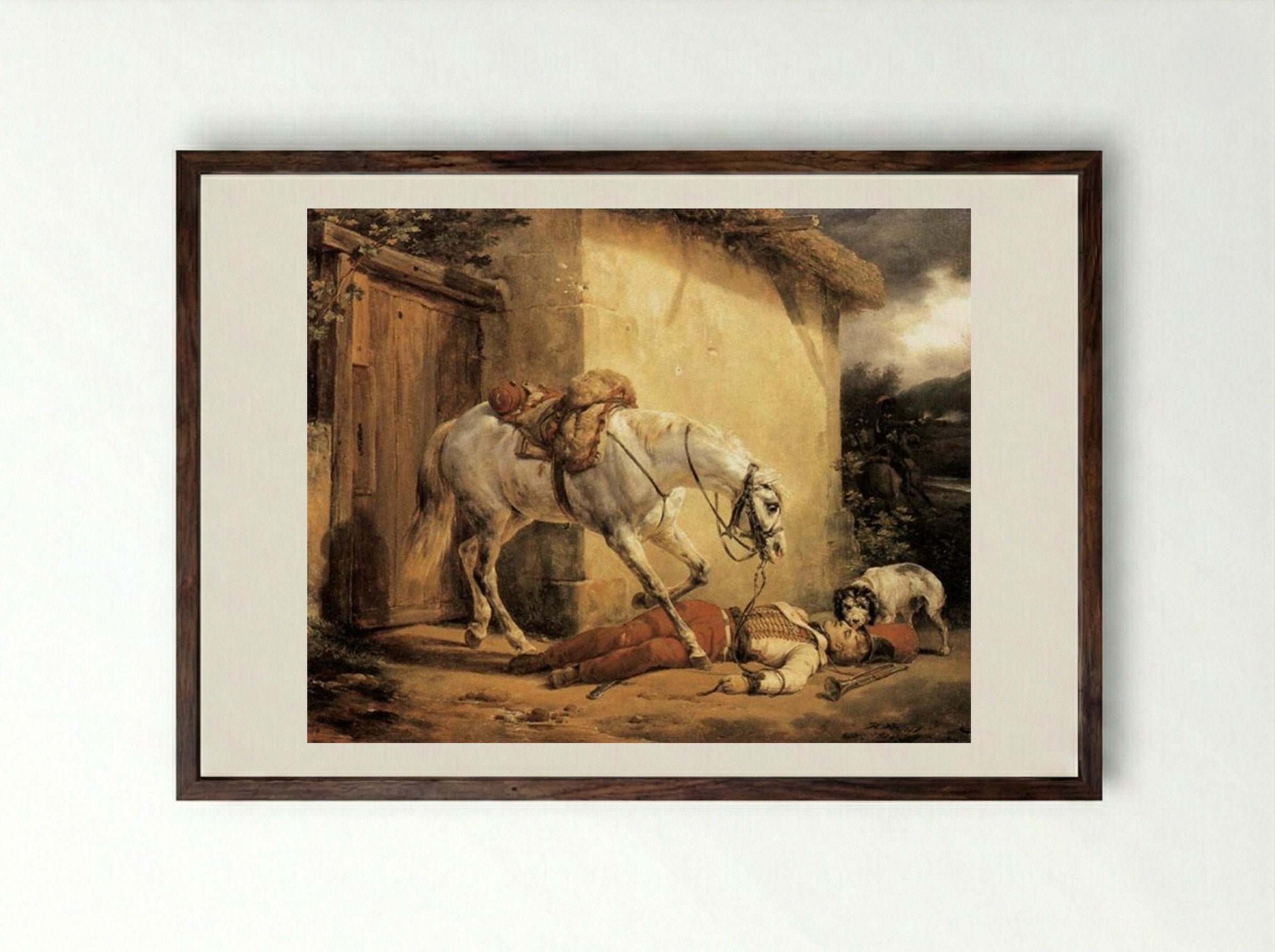 The Wounded Trumpeter - Horace Vernet - Framed Print Dark Wood