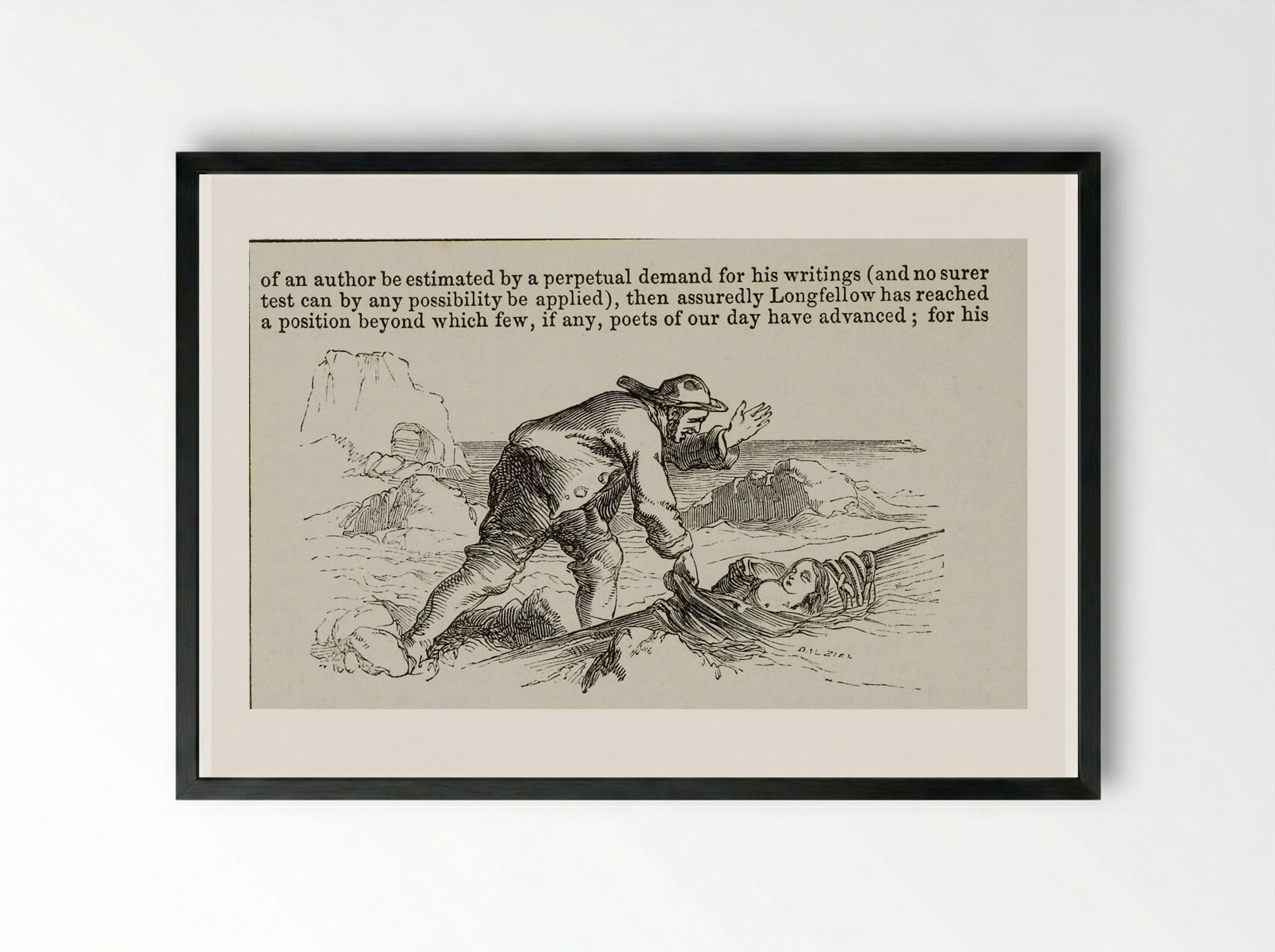 The Wreck of the Hesperus - Edward Dalziel - Framed Print Black