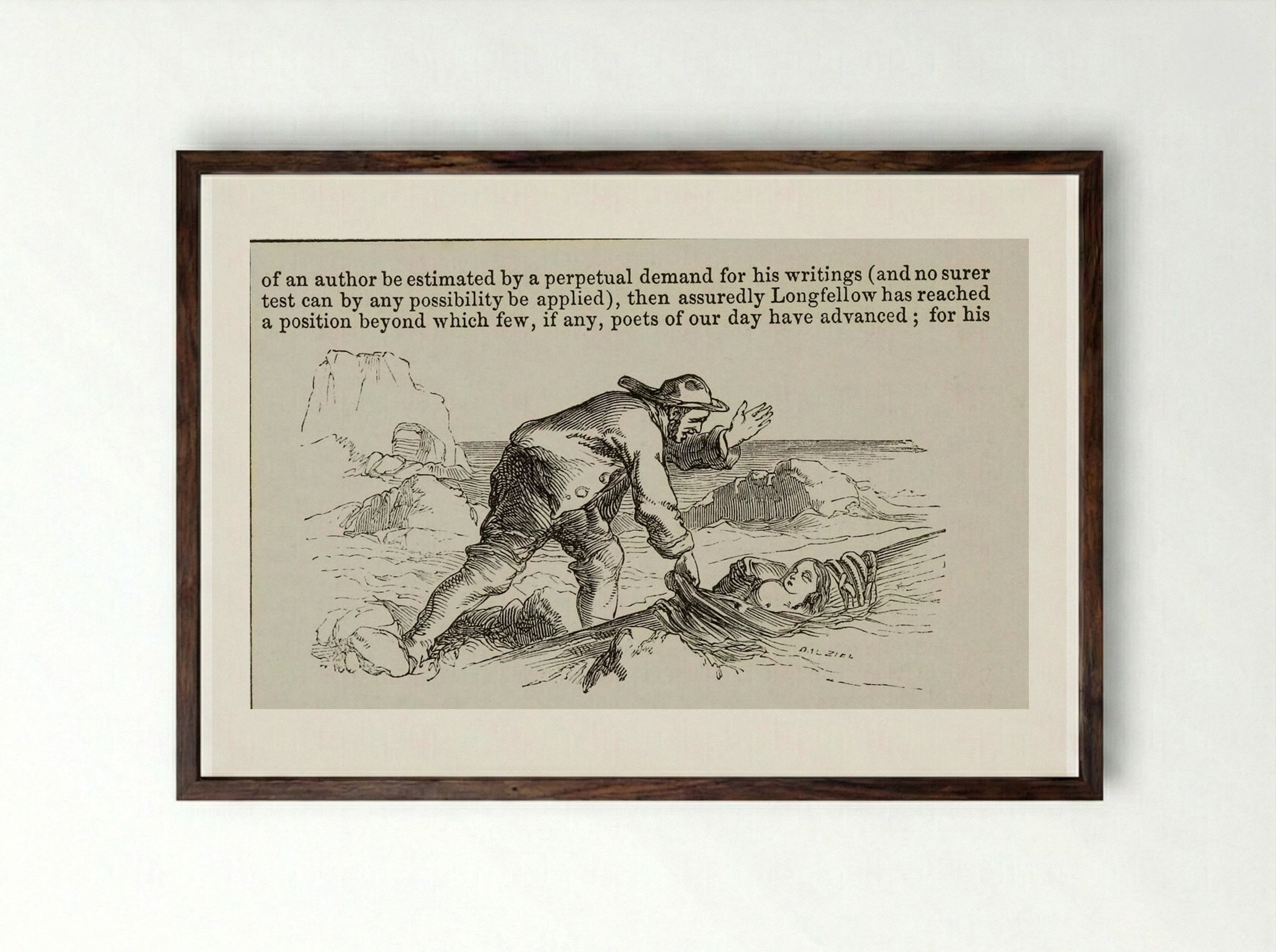 The Wreck of the Hesperus - Edward Dalziel - Framed Print Dark Wood