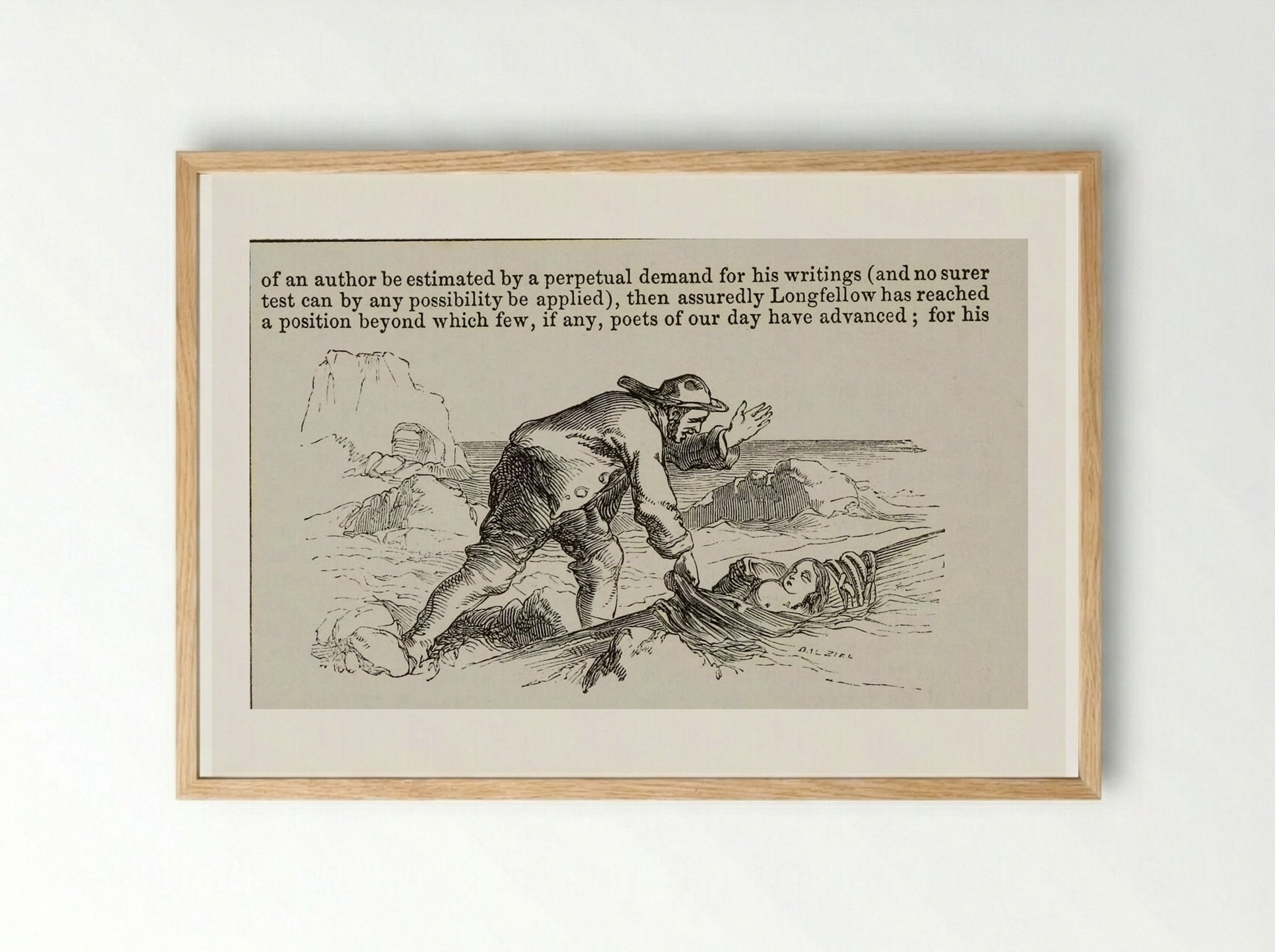 The Wreck of the Hesperus - Edward Dalziel - Framed Print Wood