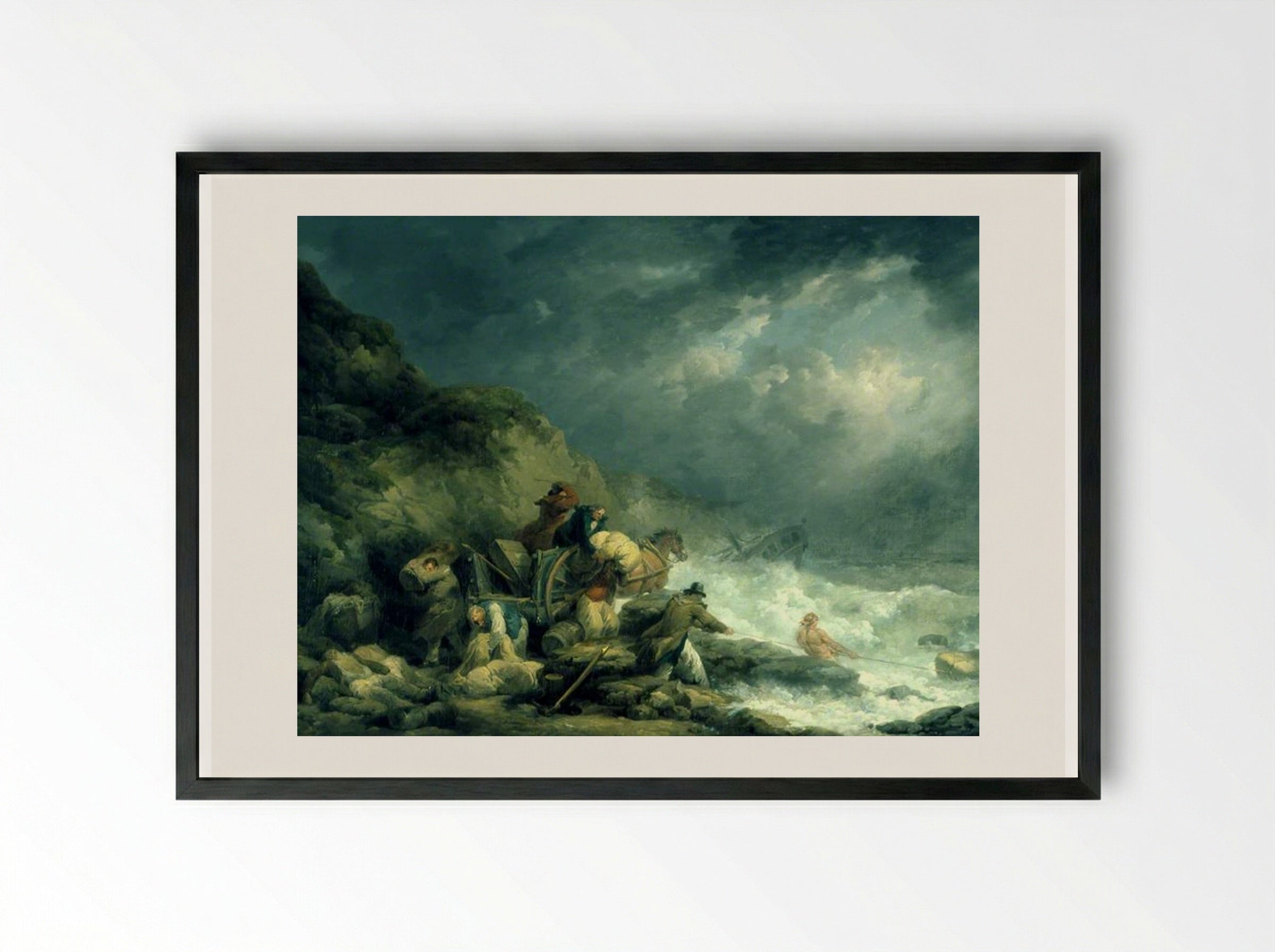 The Wreckers - George Morland - Framed Print Black
