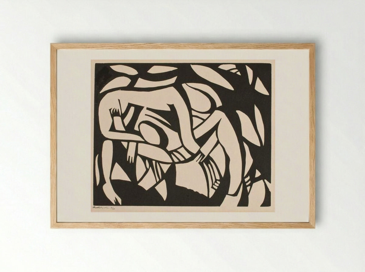 The Wrestlers - Henri Gaudier-Brzeska - Framed Print Wood