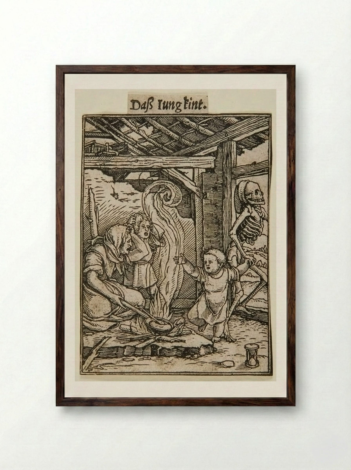 The Young Child (From The Dance of Death) - Hans Holbein the Younger - Framed Print Dark Wood