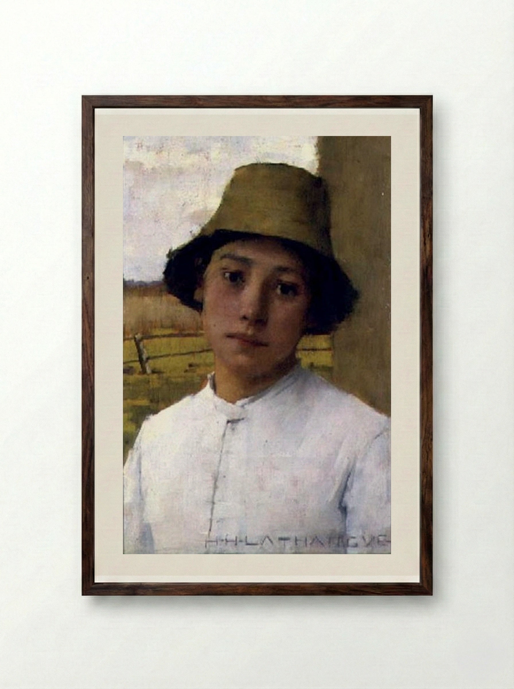 The Young Farmhand - Henry Herbert La Thangue - Framed Print Dark Wood