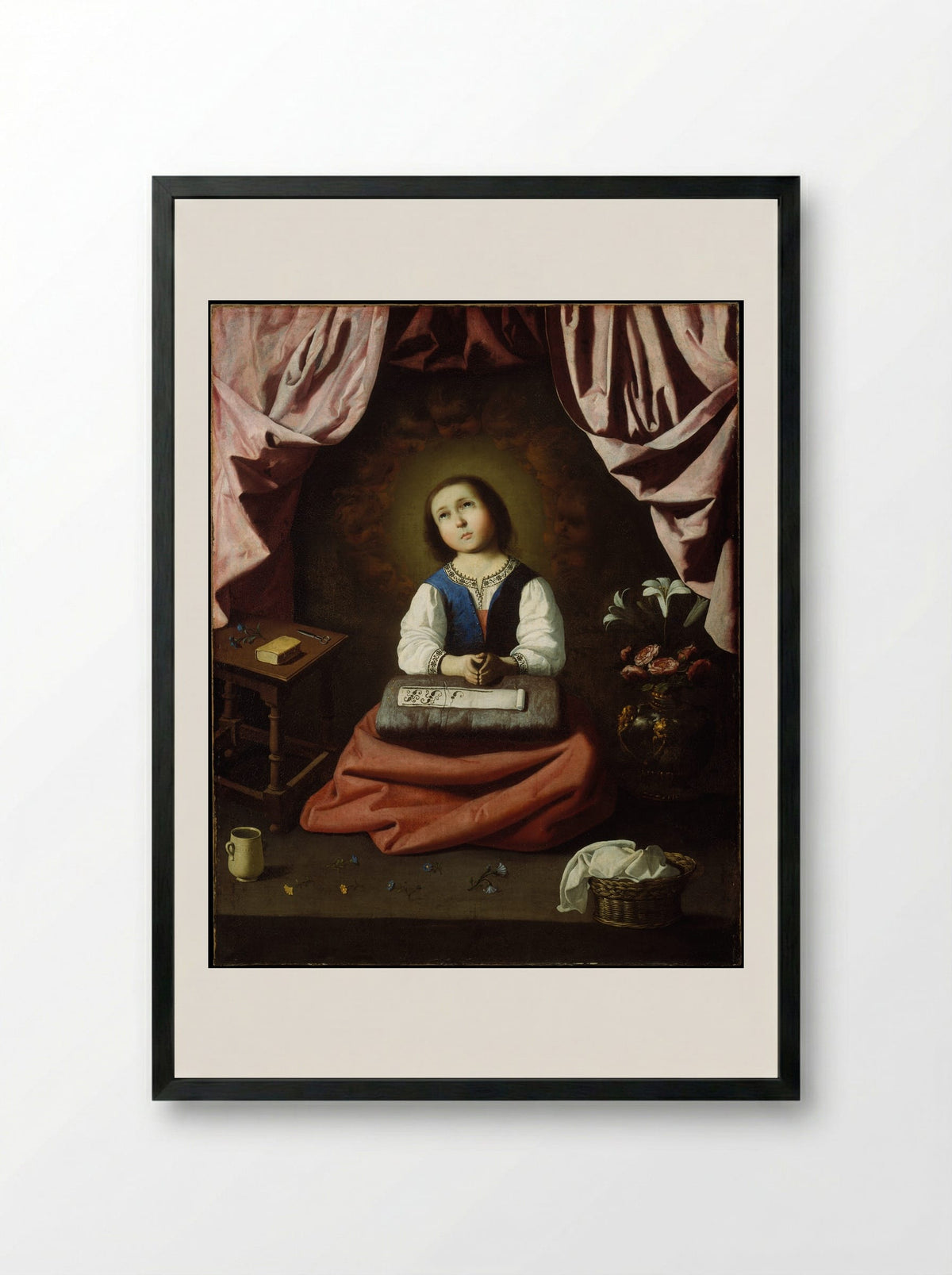 The Young Virgin - Francisco de Zurbarán - Framed Print Black