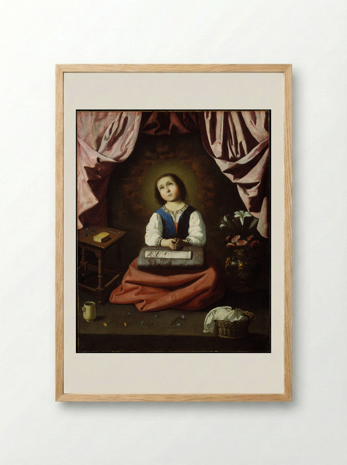 The Young Virgin - Francisco de Zurbarán - Framed Print Wood