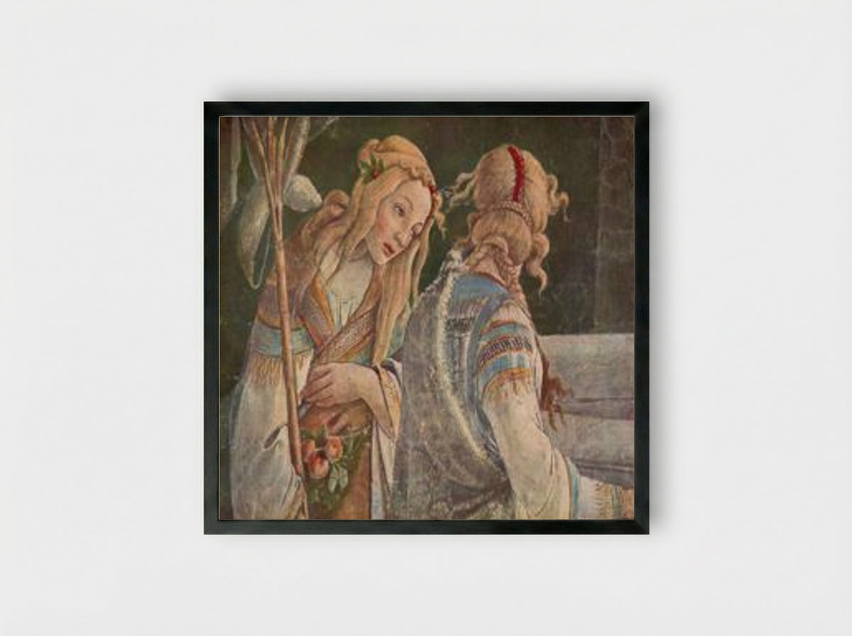 The Youth of Moses (detail) - Sandro Botticelli - Framed Print Black