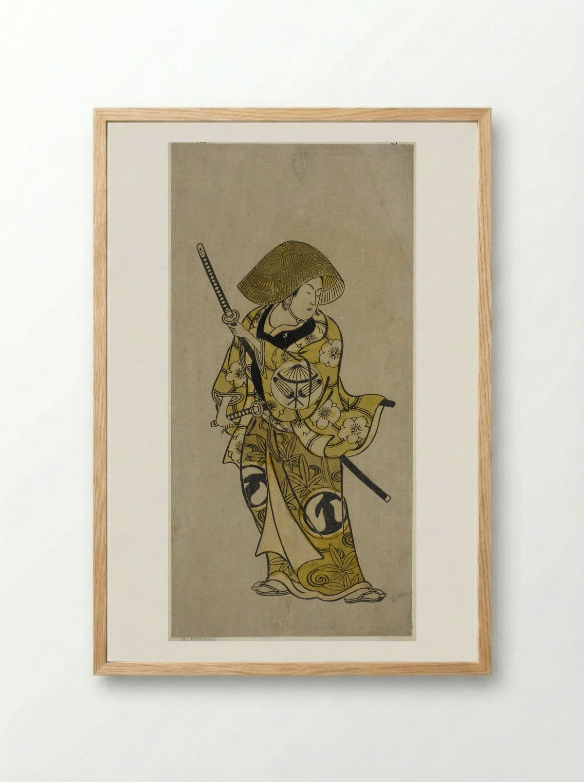 The actor Fujimura Handayu II as Nowake no Mae - Okumura Toshinobu - Framed Print Wood