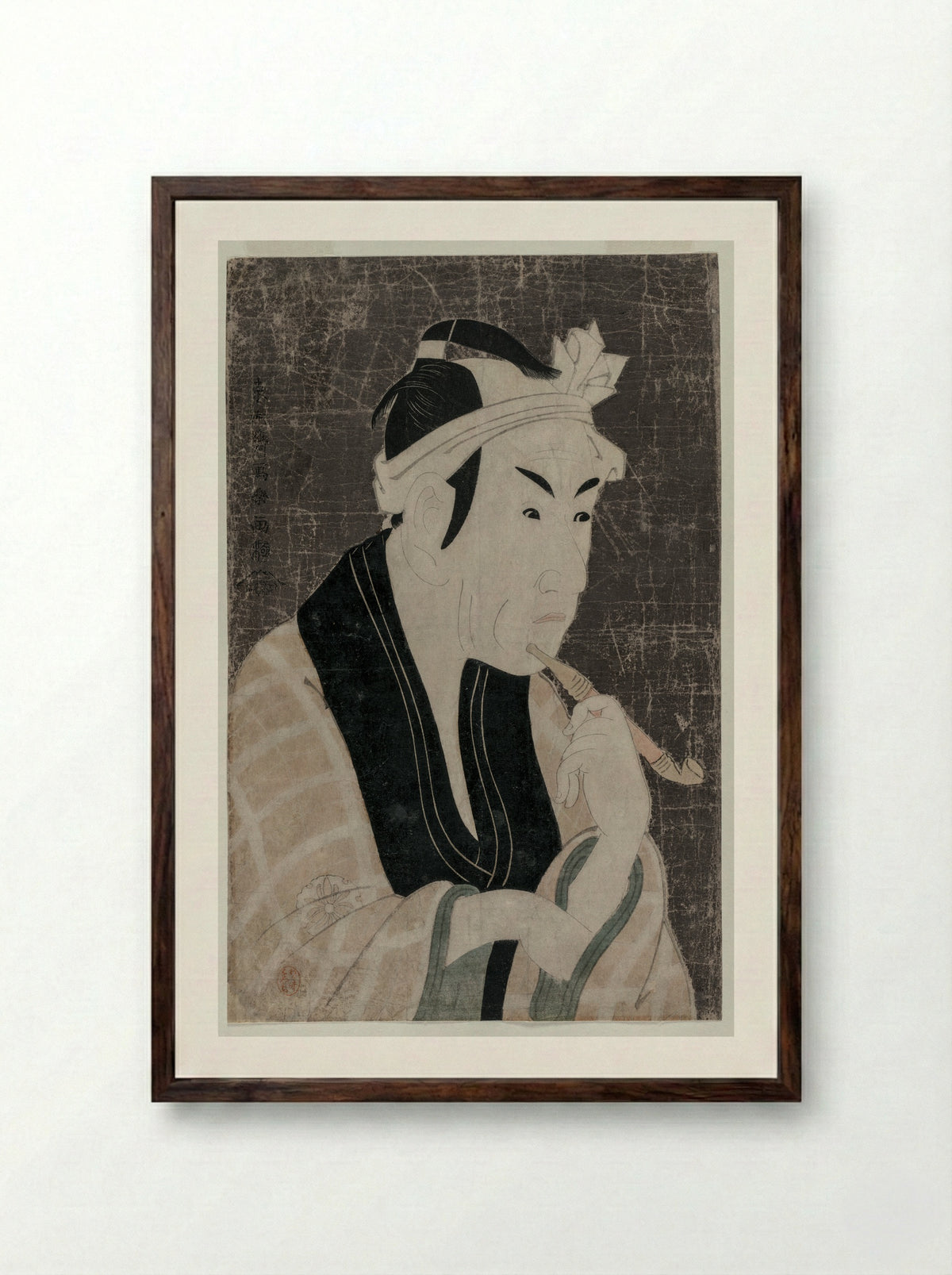 The actor Matsumoto Koshirō IV as Gorobē - Tōshūsai Sharaku - Framed Print Dark Wood