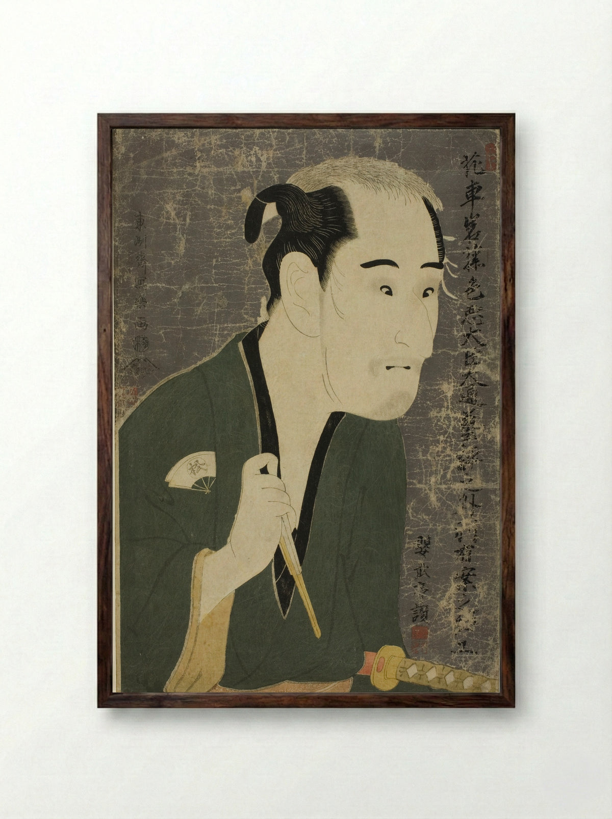 The actor Onoe Matsusuke I as Matsushita Mikinoshin - Tōshūsai Sharaku - Framed Print Dark Wood