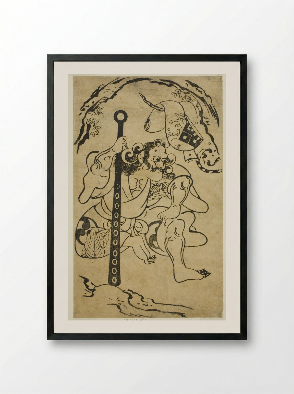 The actor Yamanaka Heikuro I as a demon - Torii Kiyonobu I - Framed Print Black