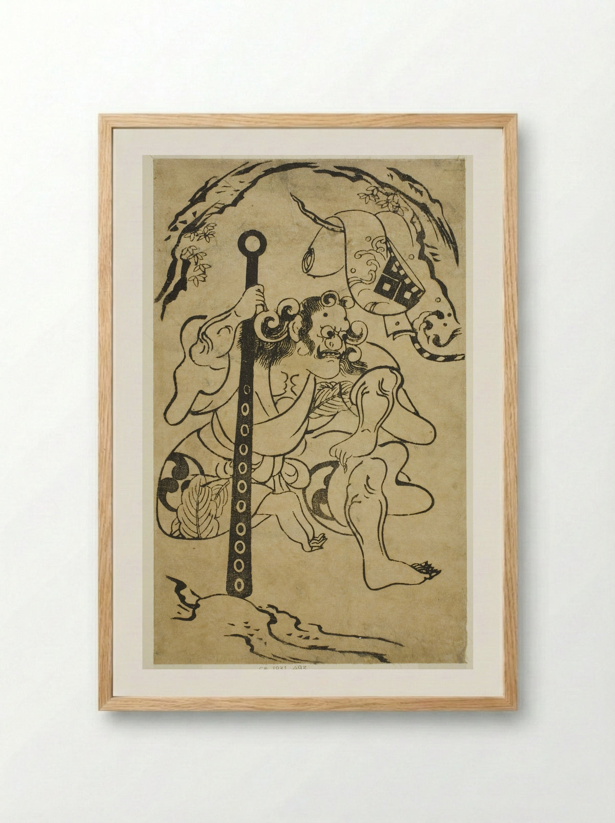 The actor Yamanaka Heikuro I as a demon - Torii Kiyonobu I - Framed Print Wood