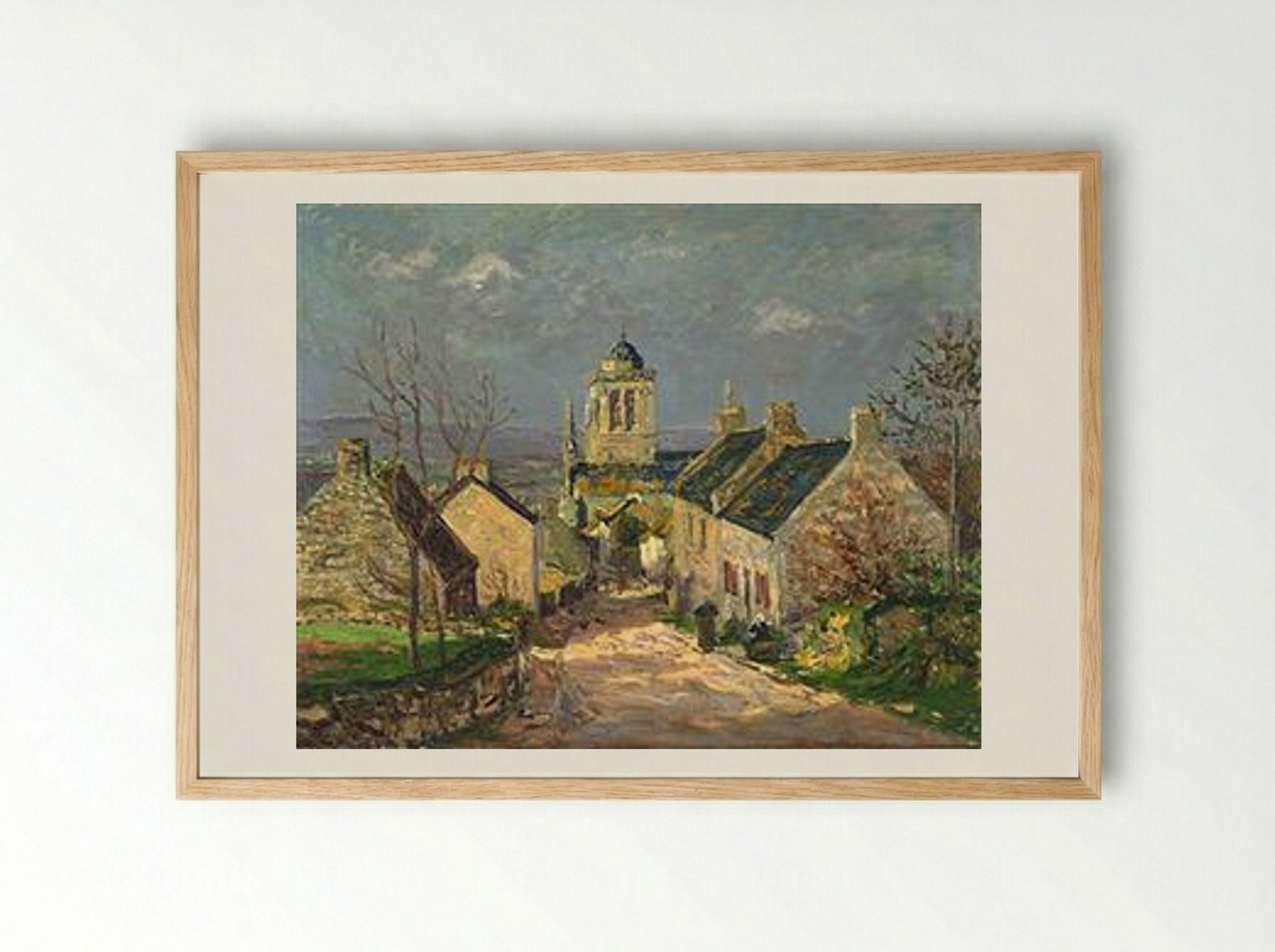 The descending street at Locronan - Maxime Maufra - Framed Print Wood