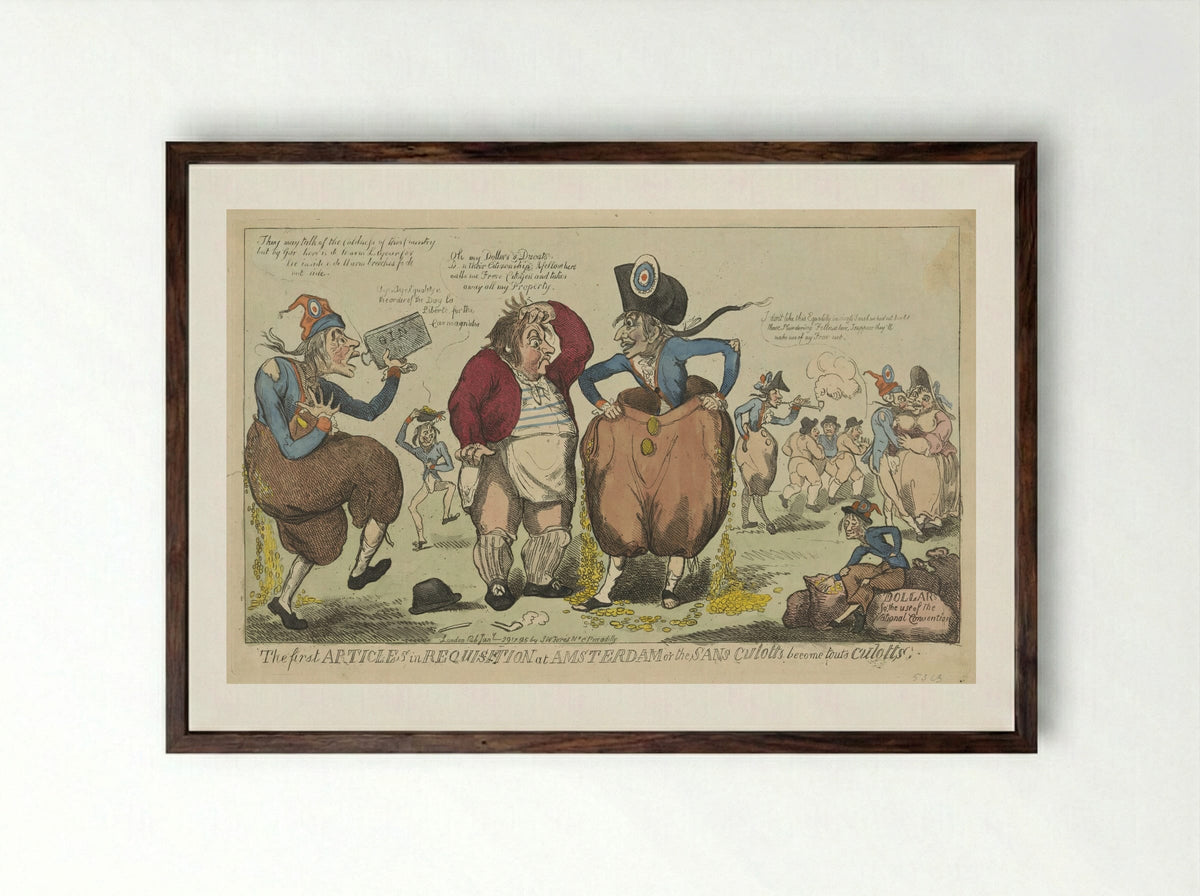 The first ARTICLES in REQUISITION at AMSTERDAM - Isaac Cruikshank - Framed Print Dark Wood
