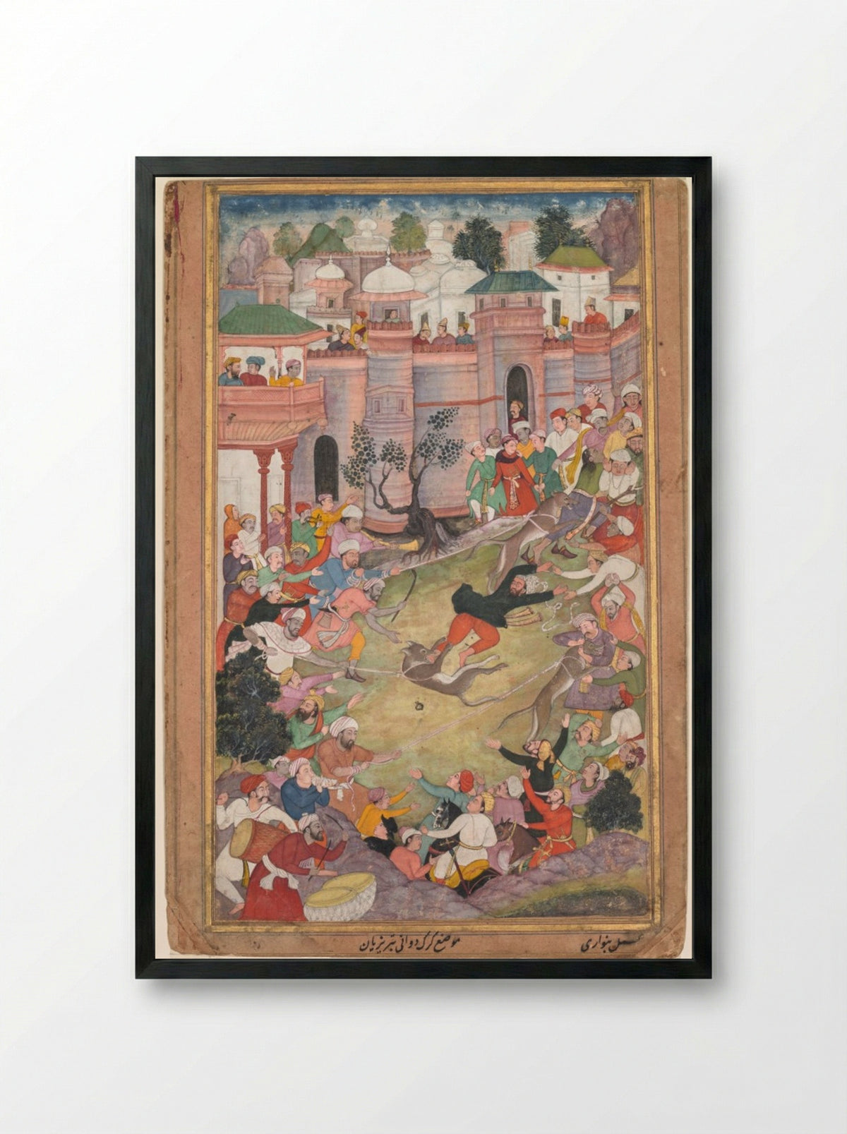 The game of wolf-running in Tabriz - Banavari - Framed Print Black