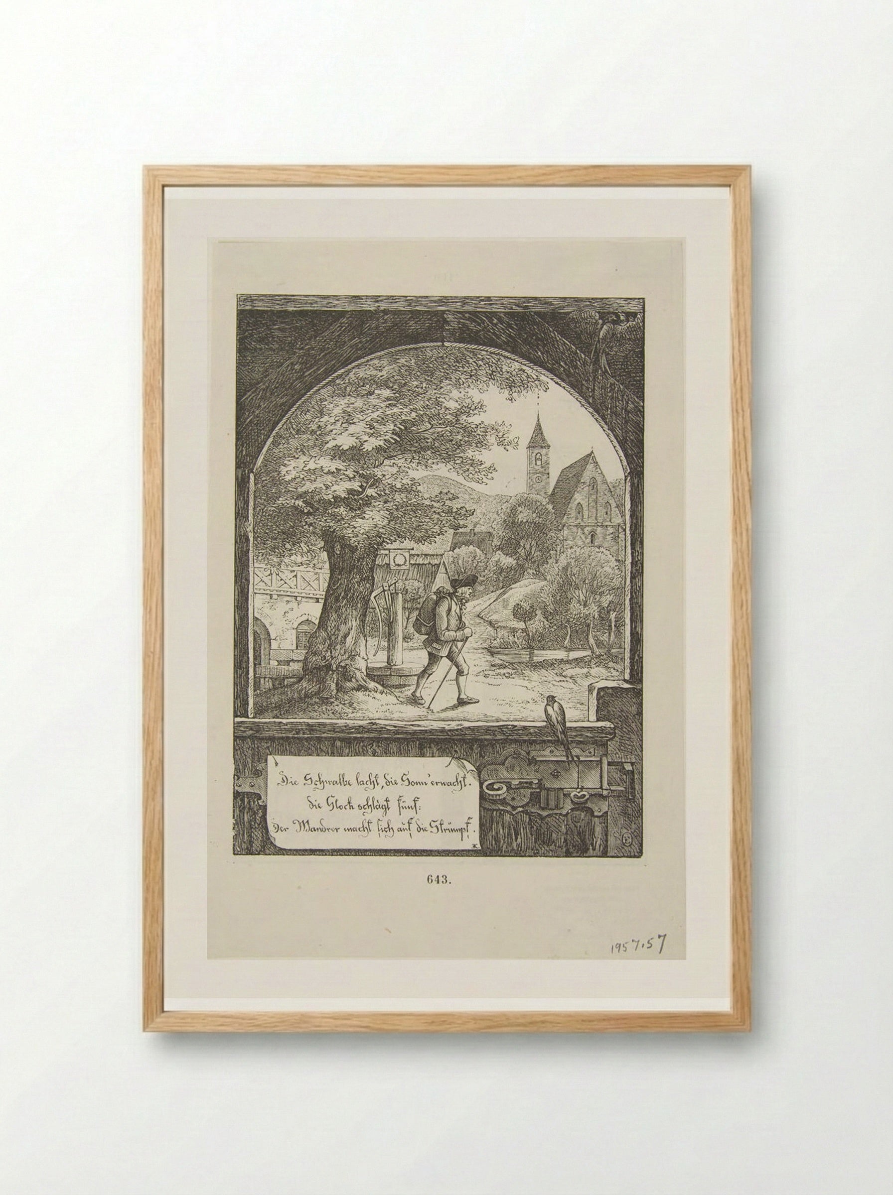 The swallow laughs, the sun awakes - Adrian Ludwig Richter - Framed Print Wood