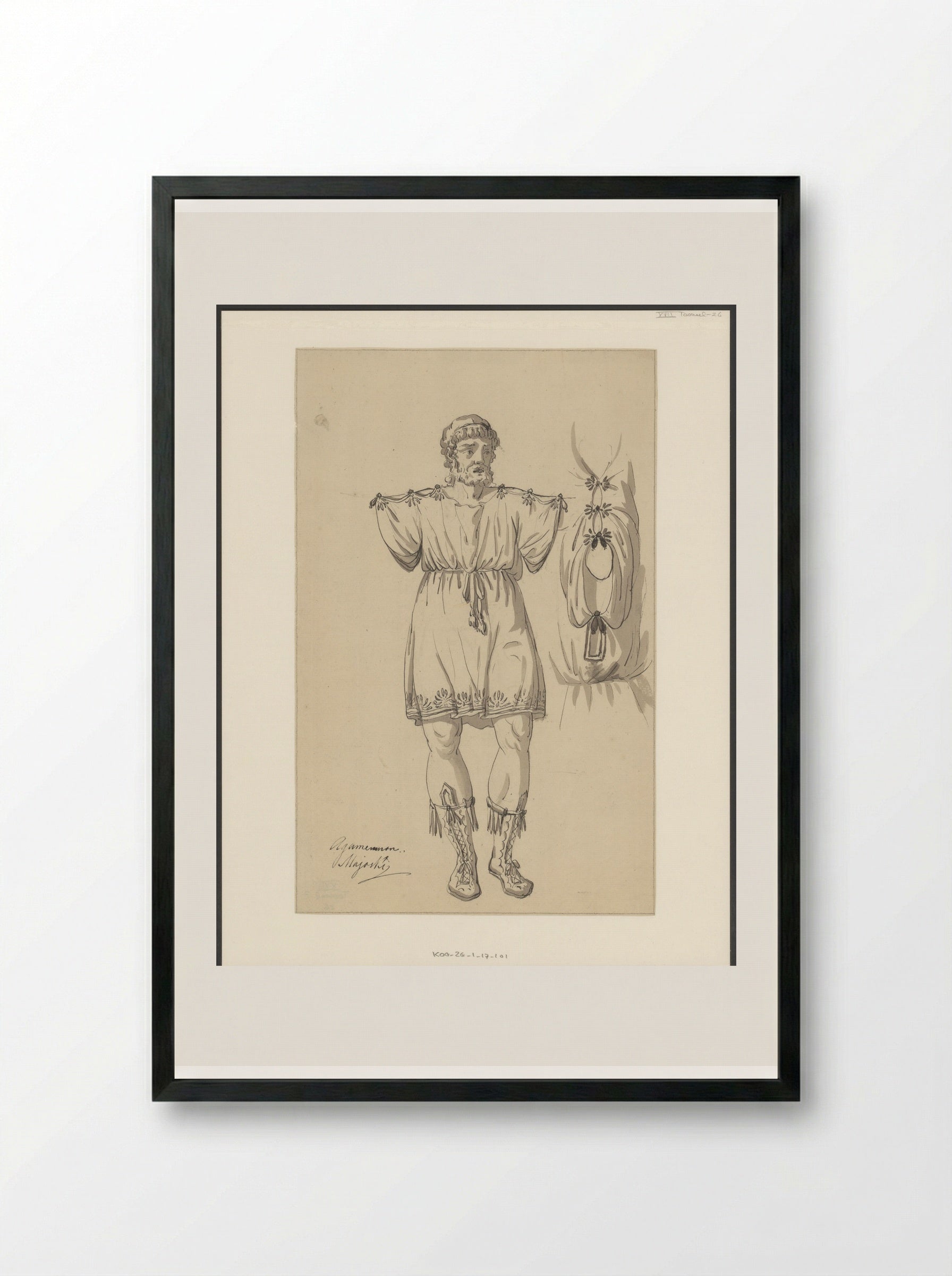 Theaterkostuum voor Aigisthos uit de voorstelling Agamemnon - Johannes Jelgerhuis - Framed Print Black