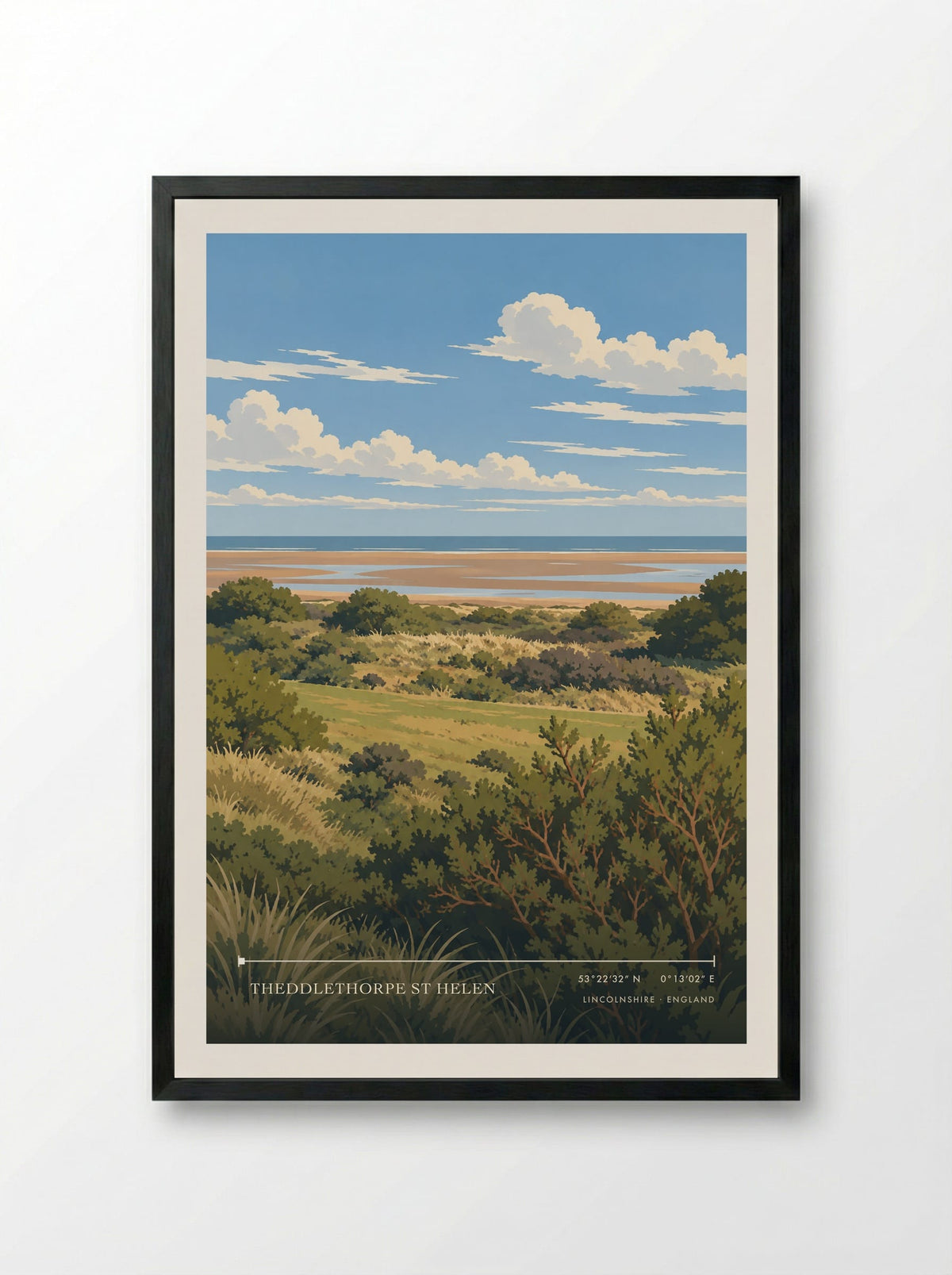 Theddlethorpe St Helen, Lincolnshire | Travel Poster - Framed Print Black