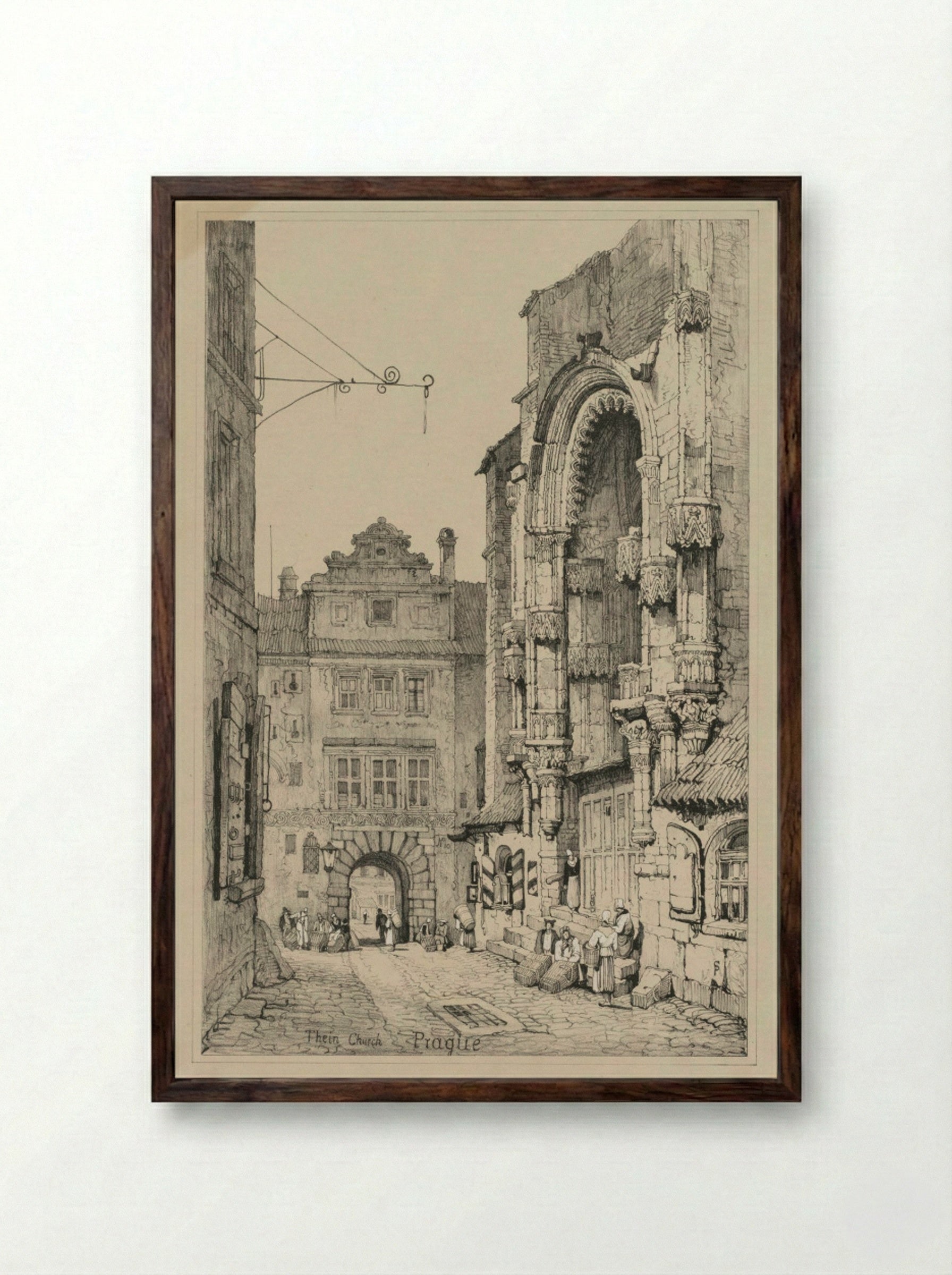 Thein Church, Prague - Samuel Prout - Framed Print Dark Wood
