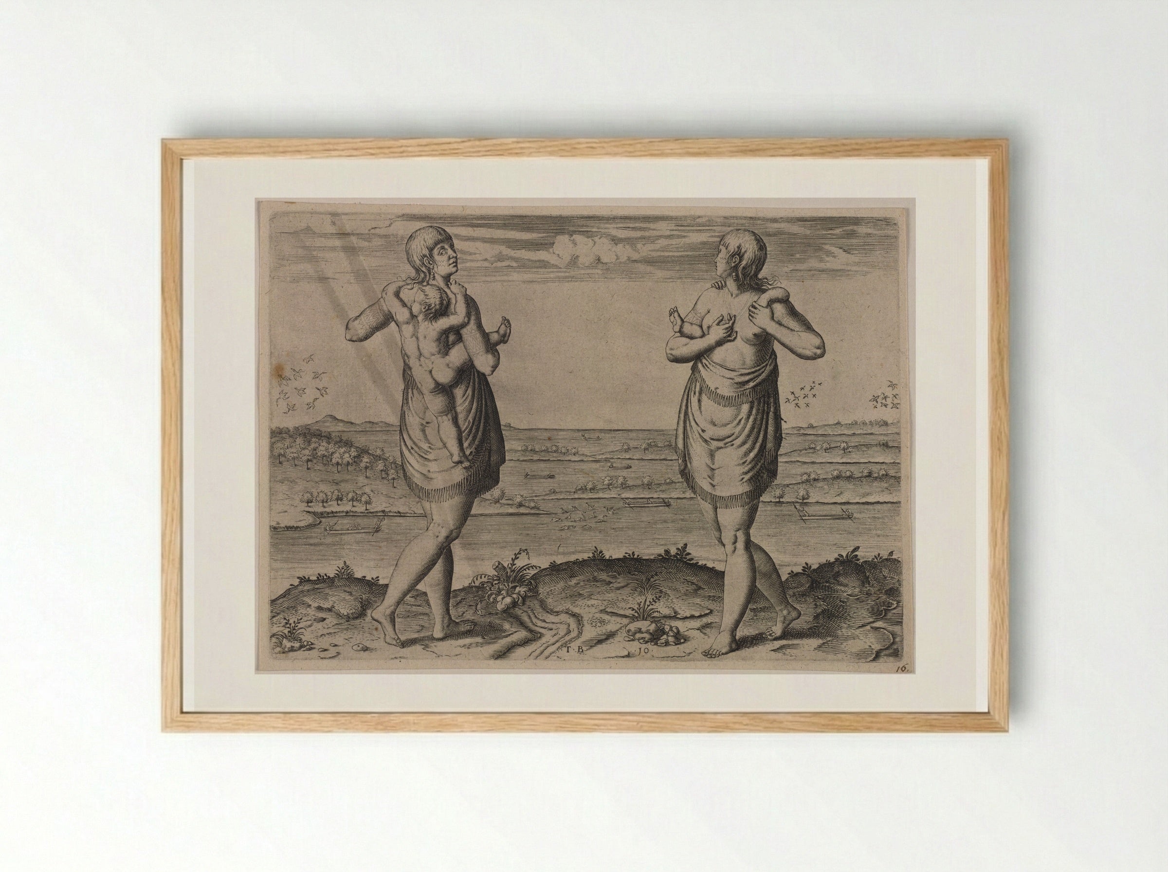 Their Manner of Carrying their Children - Theodor de Bry - Framed Print Wood