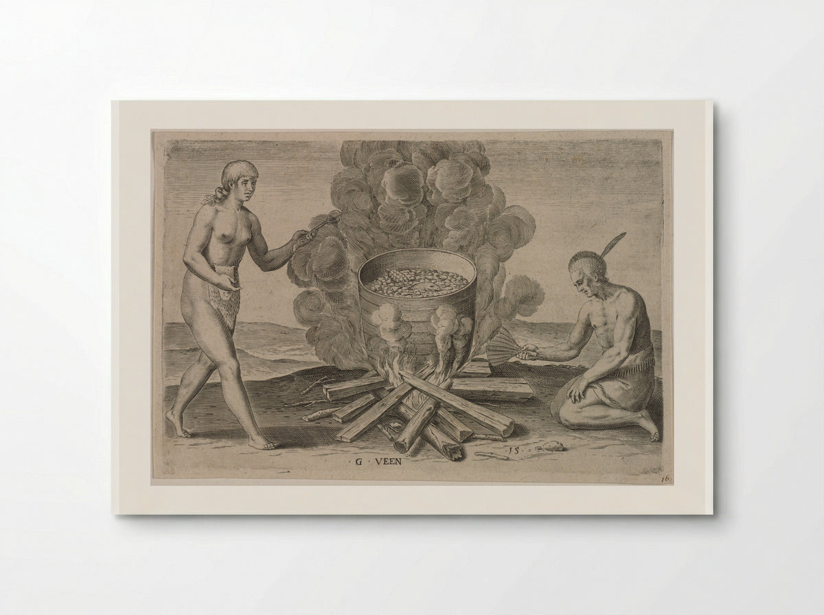 Their Seething of their Meat in Earthen Pots - Theodor de Bry - Poster