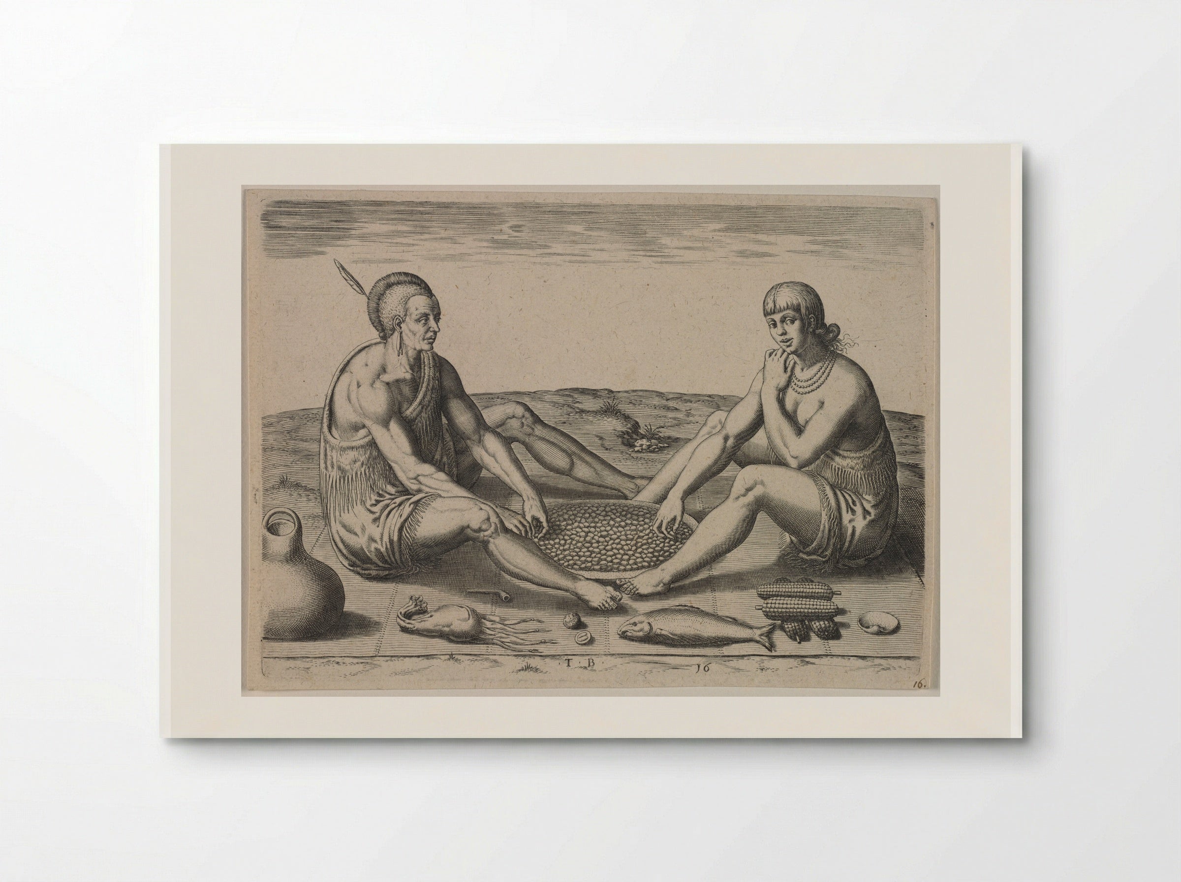 Their Sitting at Meat - Theodor de Bry - Poster