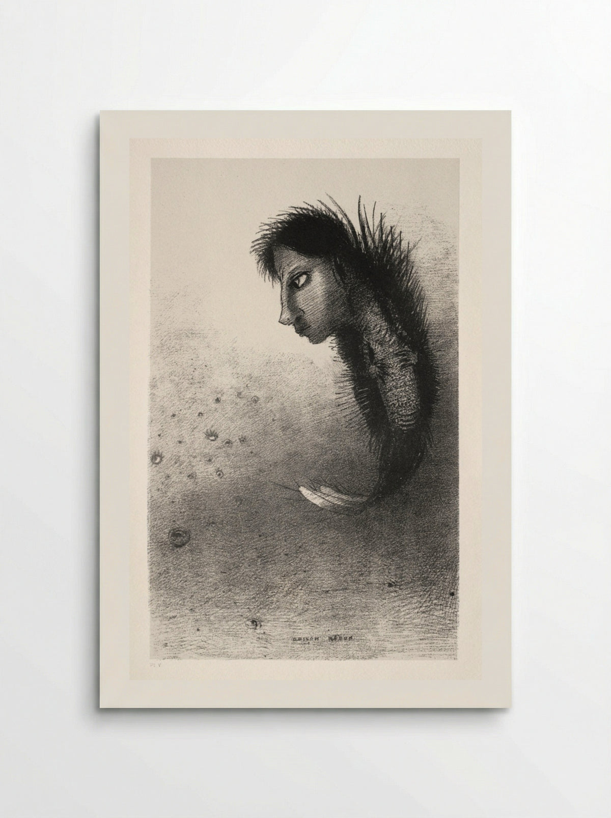 Then There Appears a Singular Being, Having the Head of a Man on the Body of a Fish - Odilon Redon - Poster